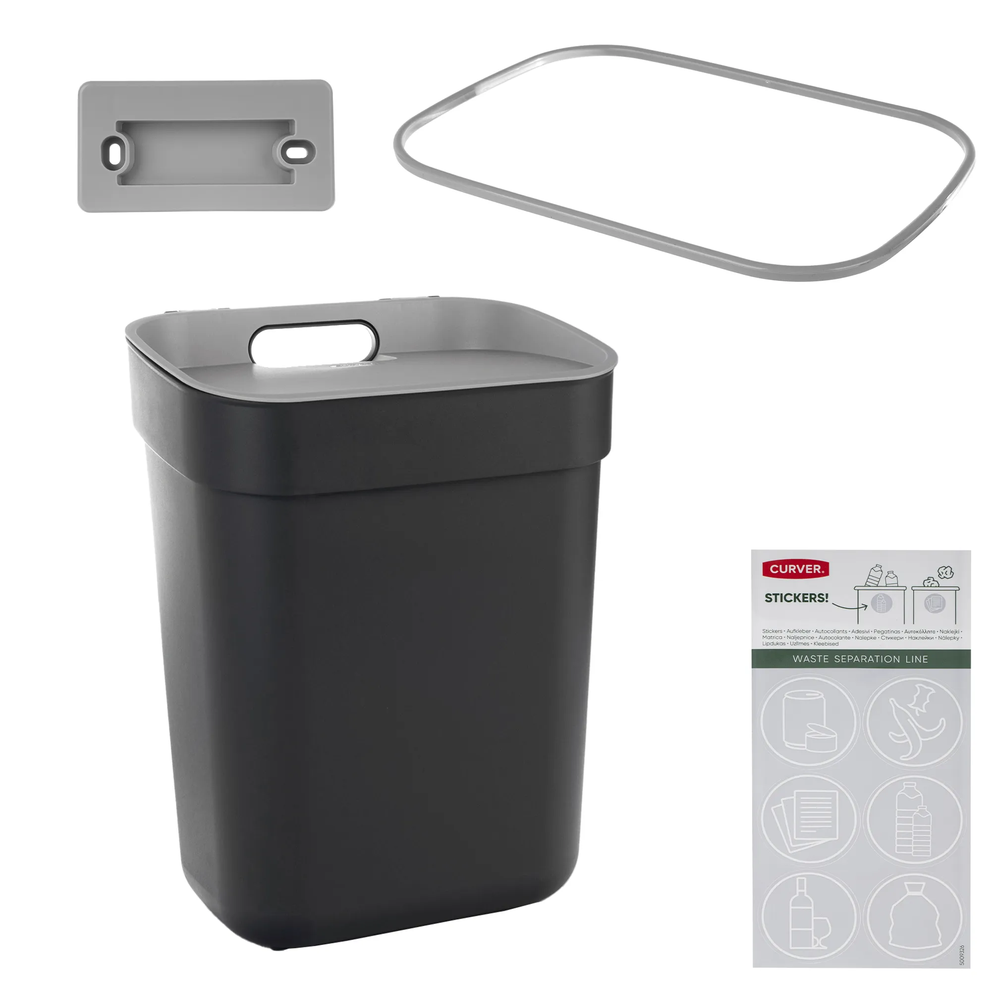 „Curver Ready to Collect“ 10 litrų pilka atliekų rūšiavimo šiukšliadėžė