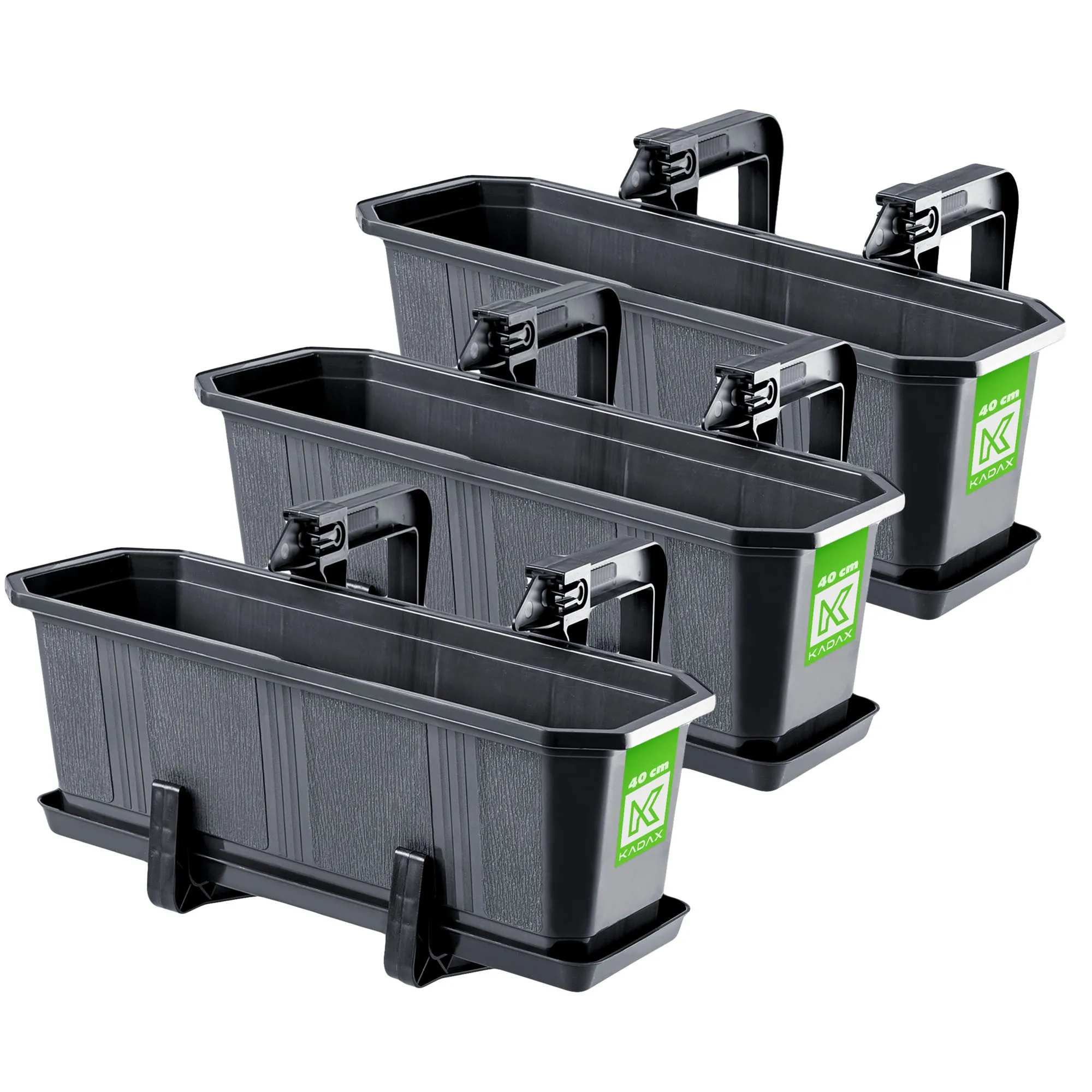 Balkoninis vazonas su rankenėlėmis grafito spalvos Oste 40 cm