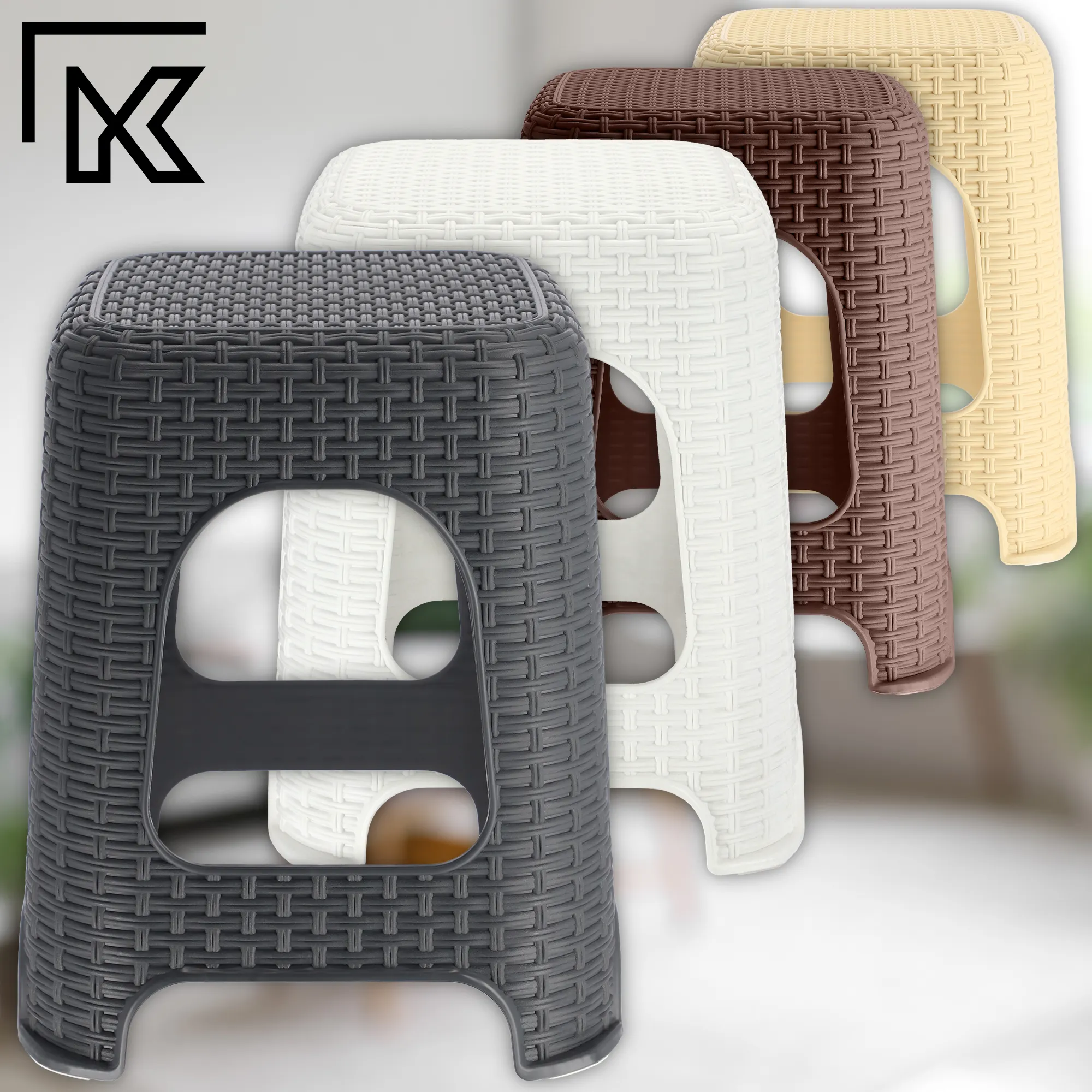 Rotango taburetė 45 x 26 cm ruda, 2 vnt.