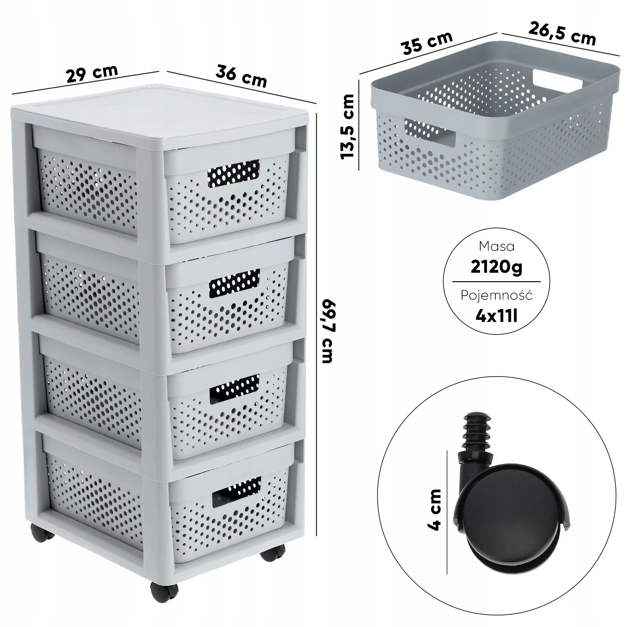 Curver Infinity 44L riedanti lentyna, pilka