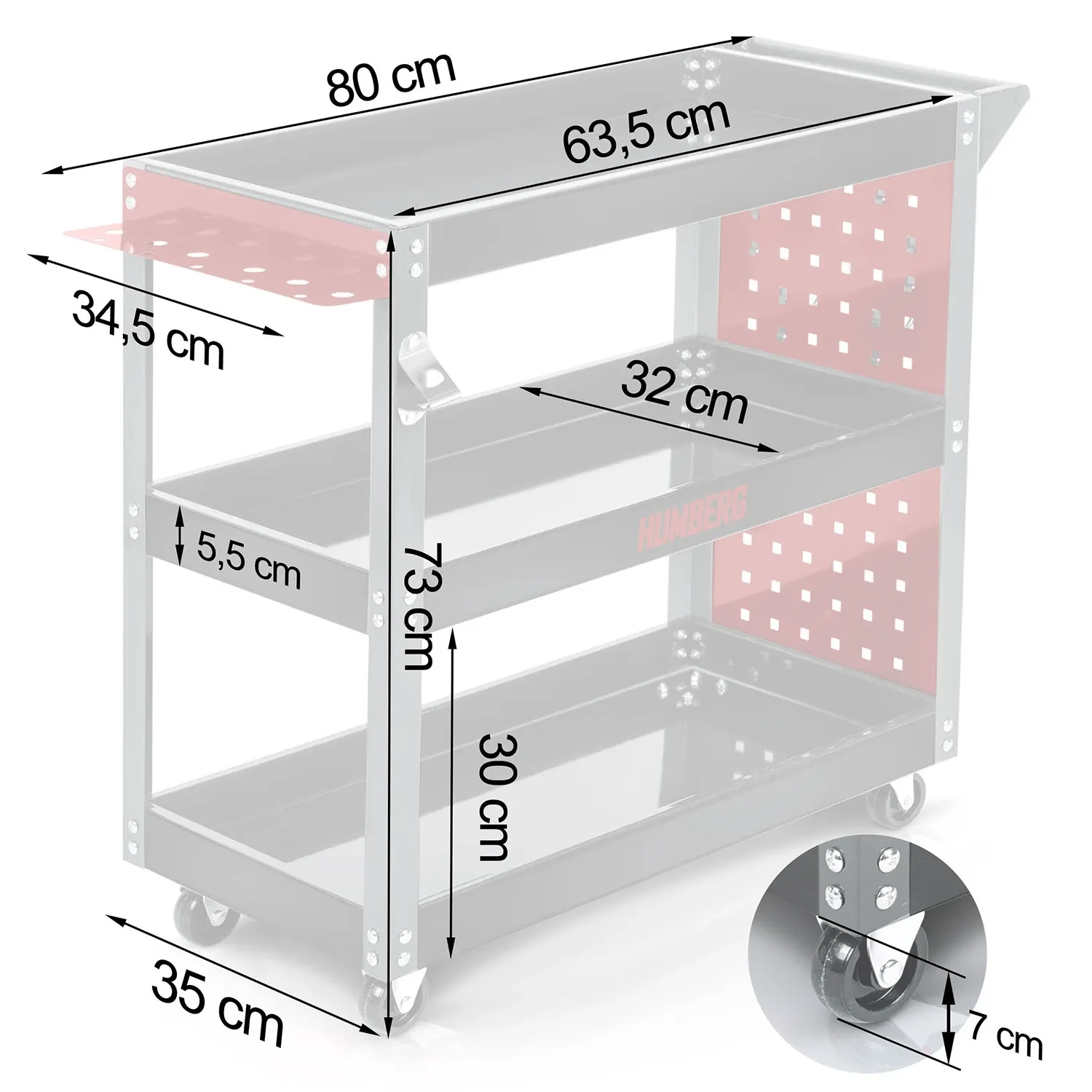 Humberg HM-515 dirbtuvių įrankių vežimėlis - nuotrauka 1