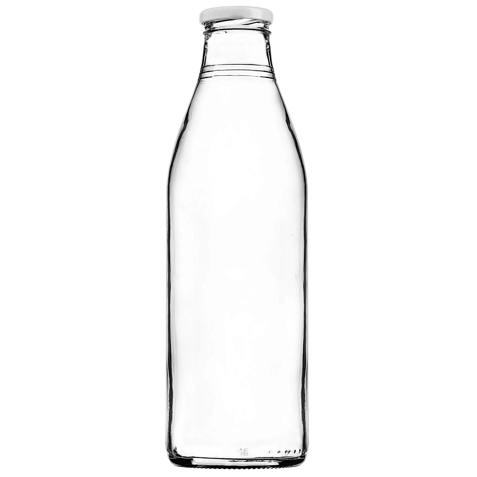 Stikliniai pieno buteliukai 1 l su baltu dangteliu, 43 mm, 3 vnt.