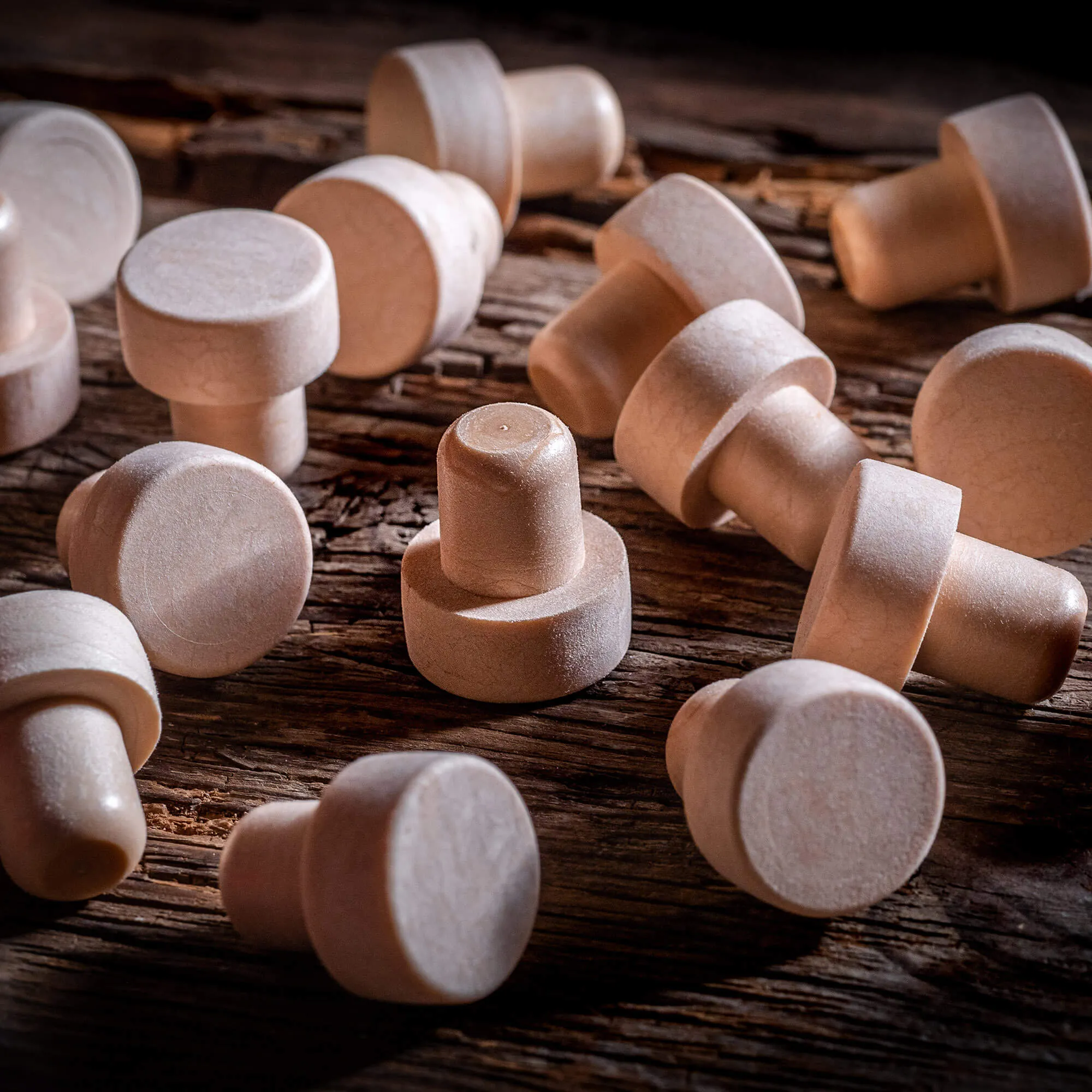 Velletri vyno butelio kamštis, sintetinis grybo formos, 21,5 mm, 100 vnt.