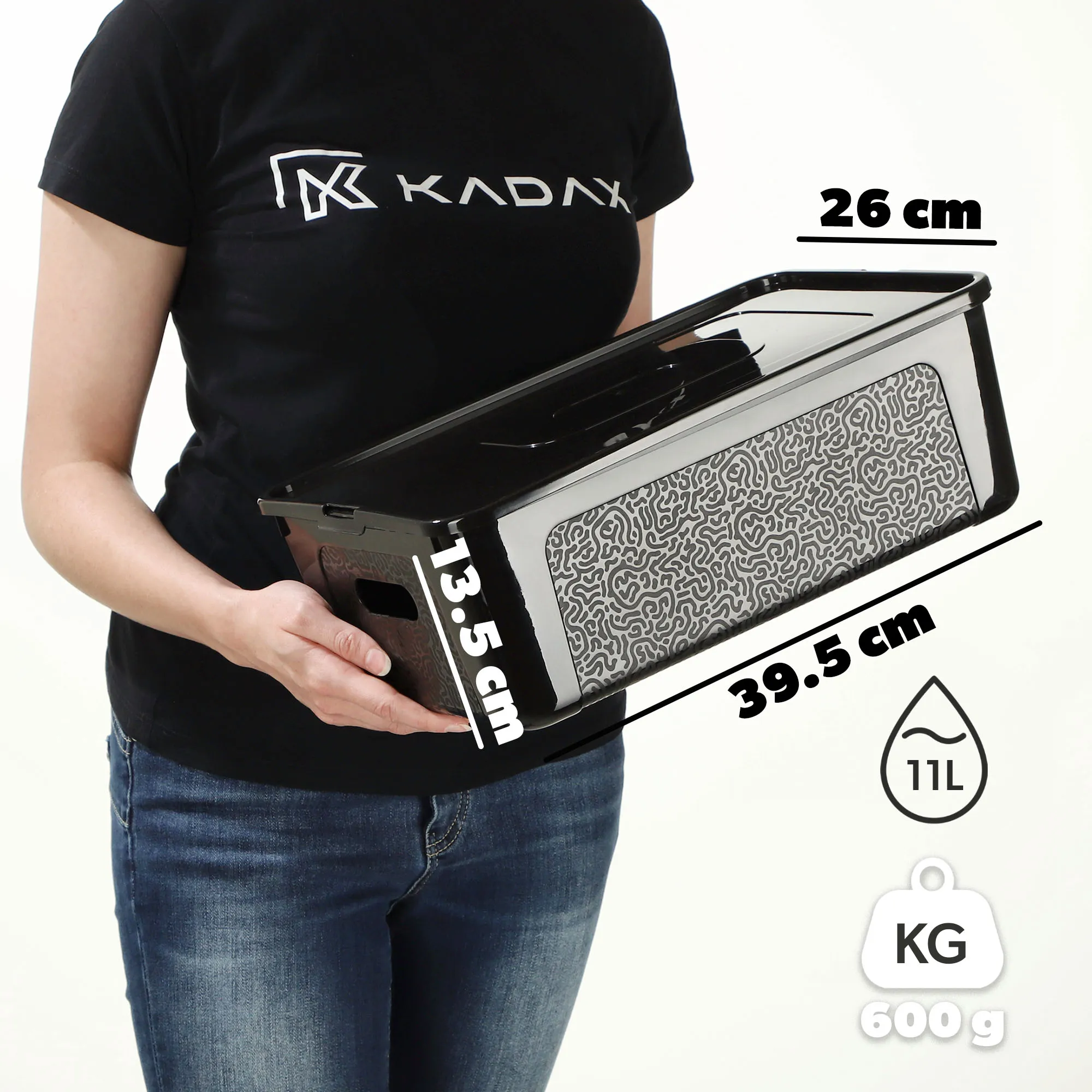 „Dozza“ 11 l laikymo konteineris su dangčiu, juodas