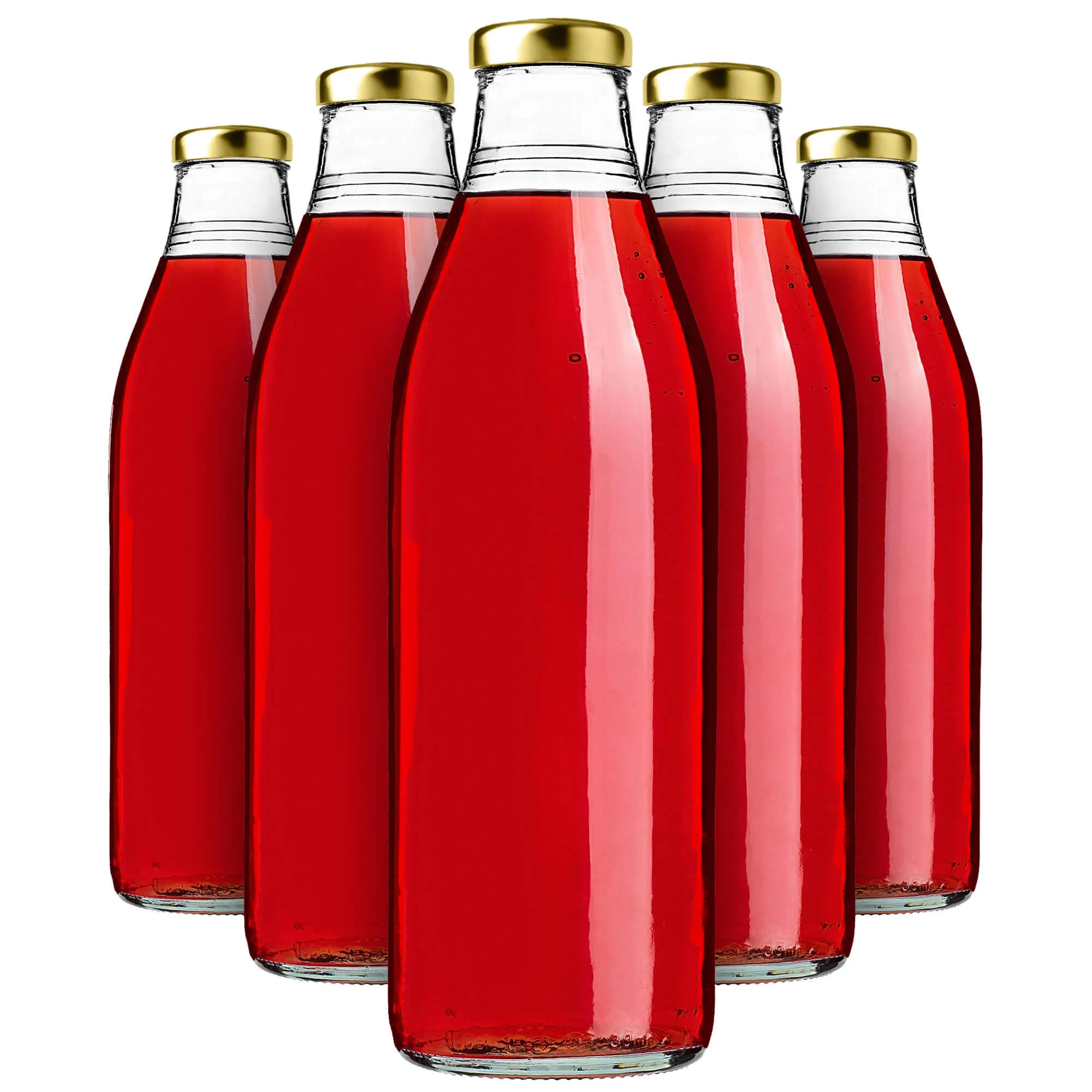 Arvigo 1 l stiklinis sulčių butelis su auksiniu dangteliu, 20 vnt.