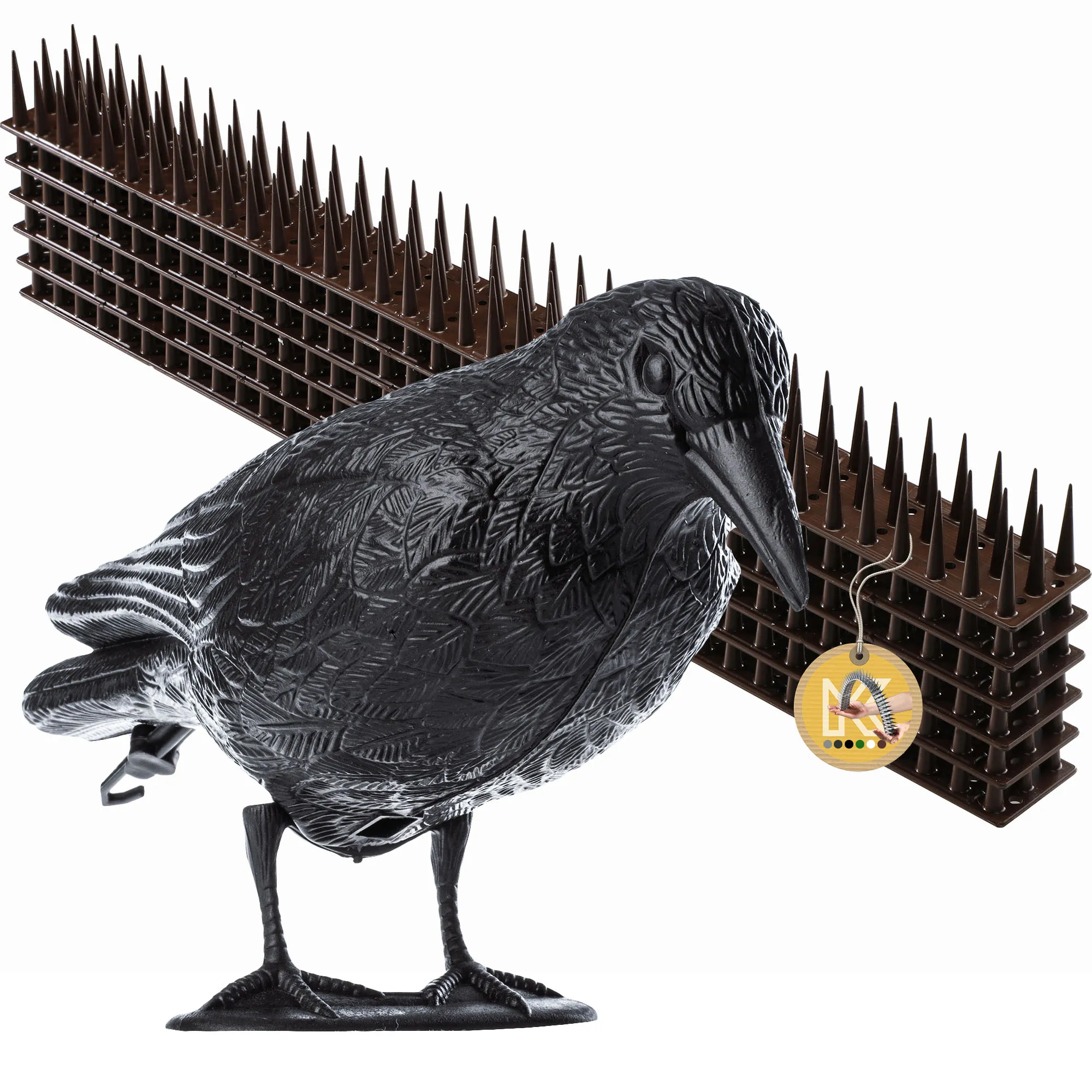 Plastikiniai paukščių spygliai 6 vnt., rudi + varnos formos