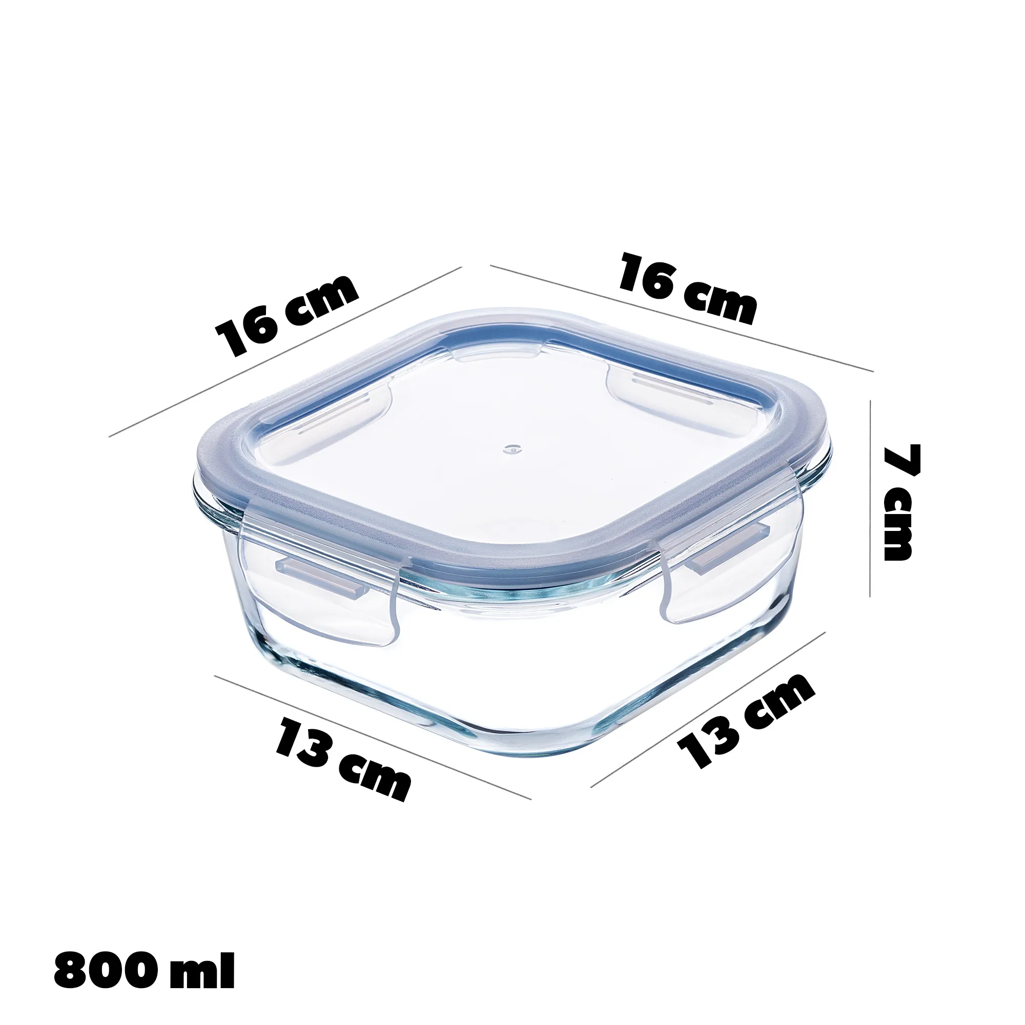 „Athie“ 800 ml kvadratinis stiklinis maisto indas