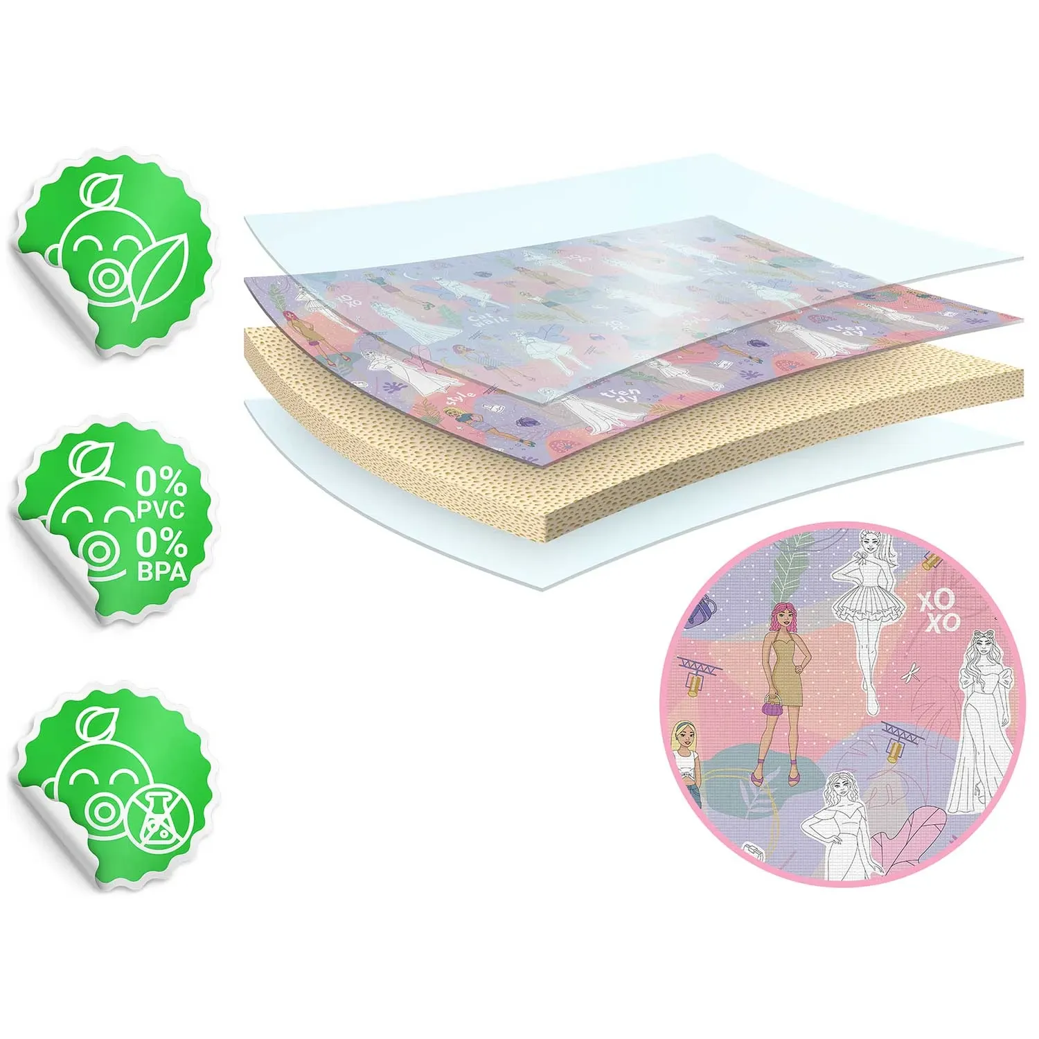 Ricokids RK-344 putplasčio kilimėlis spalvinimui, susuktas, 120 x 90 x 0,3 cm - nuotrauka 1