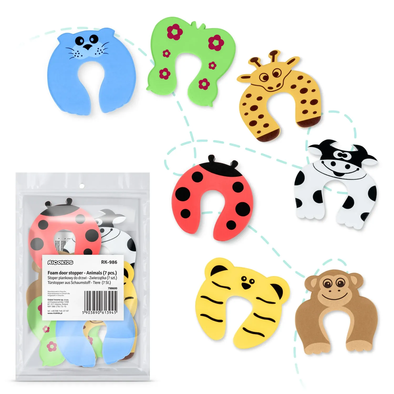 Ricokids 798600 durų kamštis 7 gyvūnų - nuotrauka 1