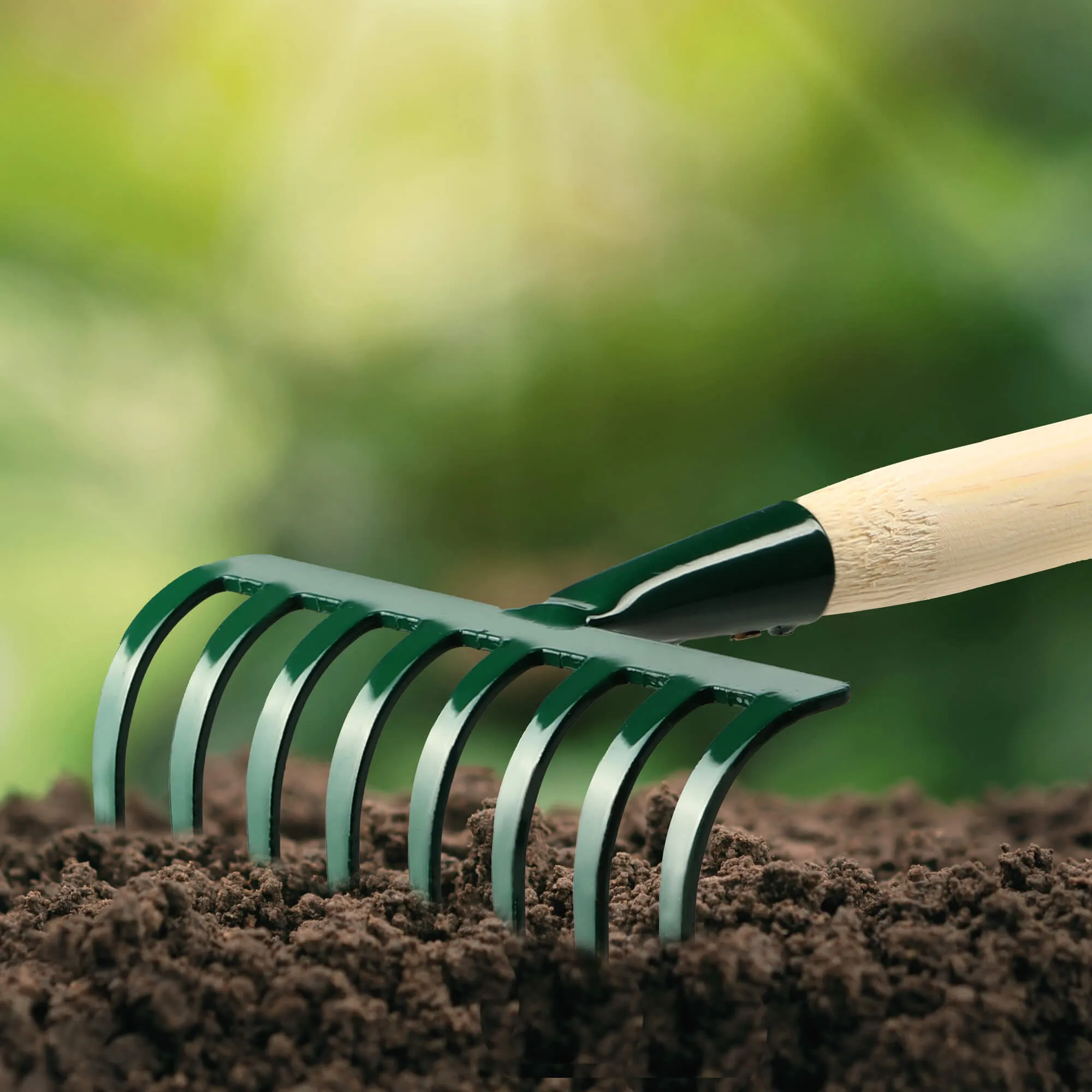 Metalinis grėblys 36 x 16 cm, žalias