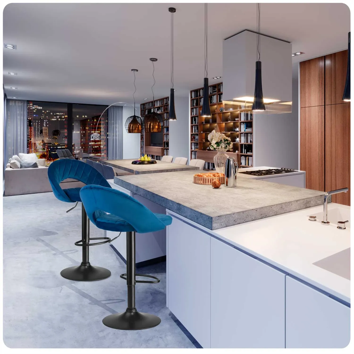 Meva mėlyna baro kėdė su atlošu - nuotrauka 1