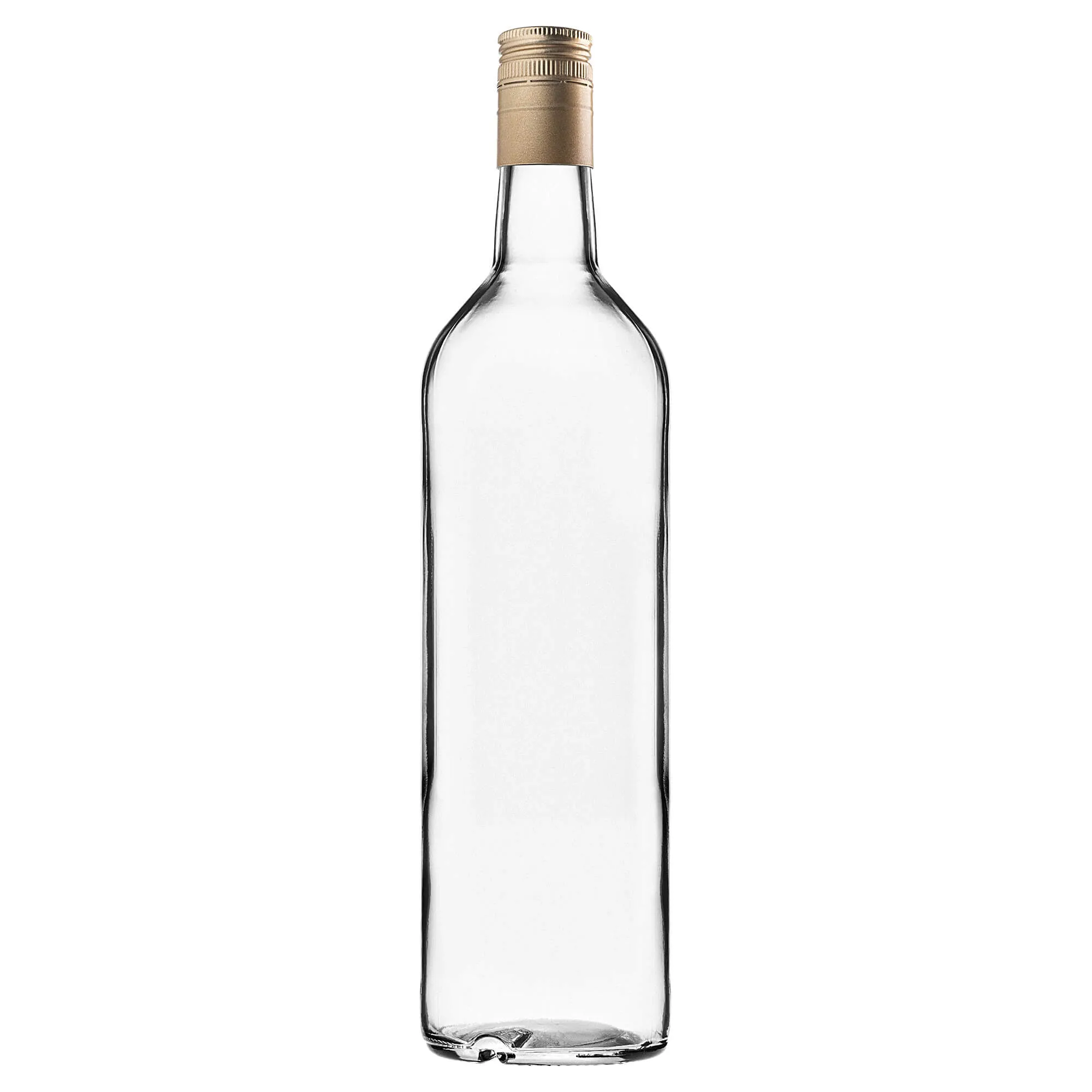 Monopol stikliniai buteliai 1000 ml su ilgu auksiniu dangteliu, 10 vnt.