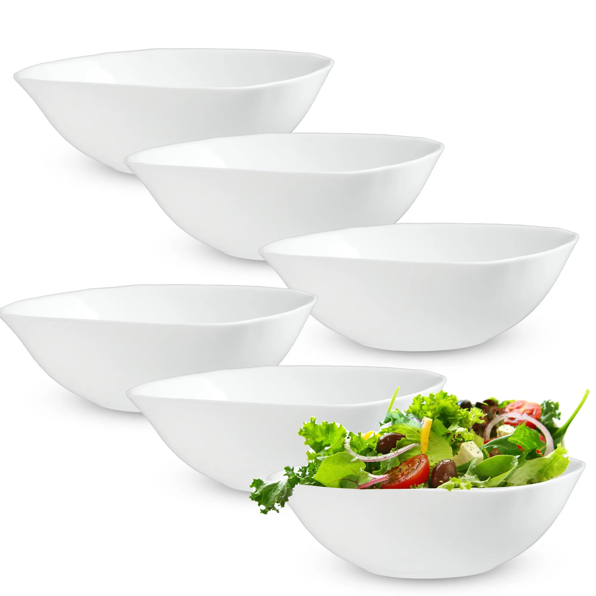 Balto stiklo salotų dubuo Bleia 17 cm, 6 vnt.