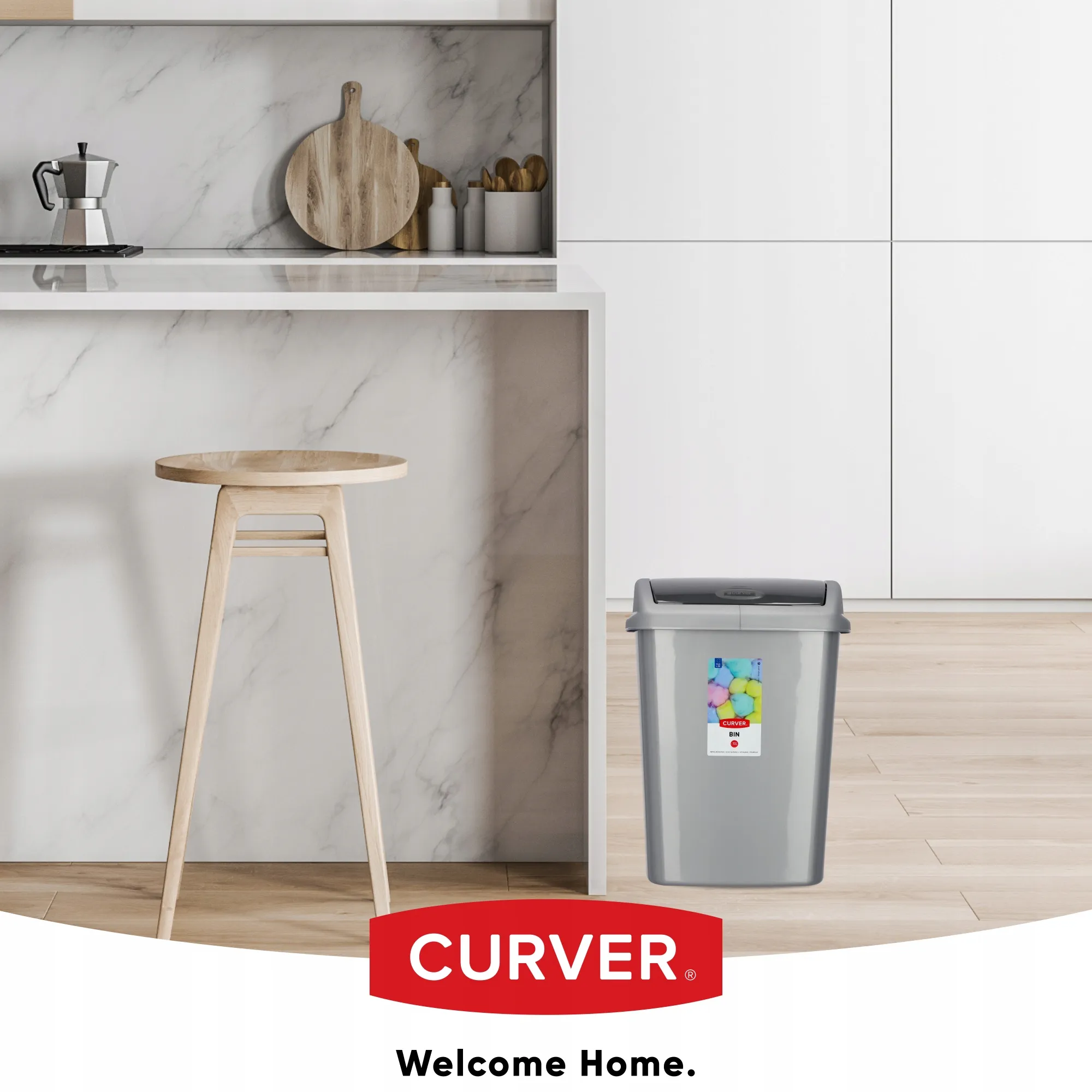 Curver Dominik 10L pakreipiama šiukšlių dėžė, grafitas