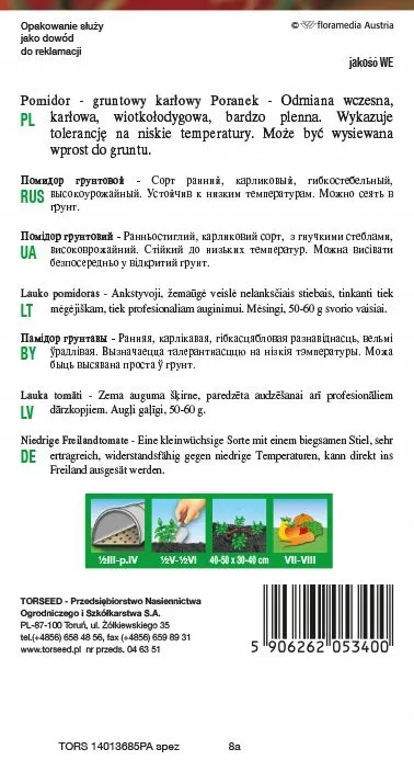 Lauko pomidoras (nykštukas, suglebęs) Rytas 0,5 g