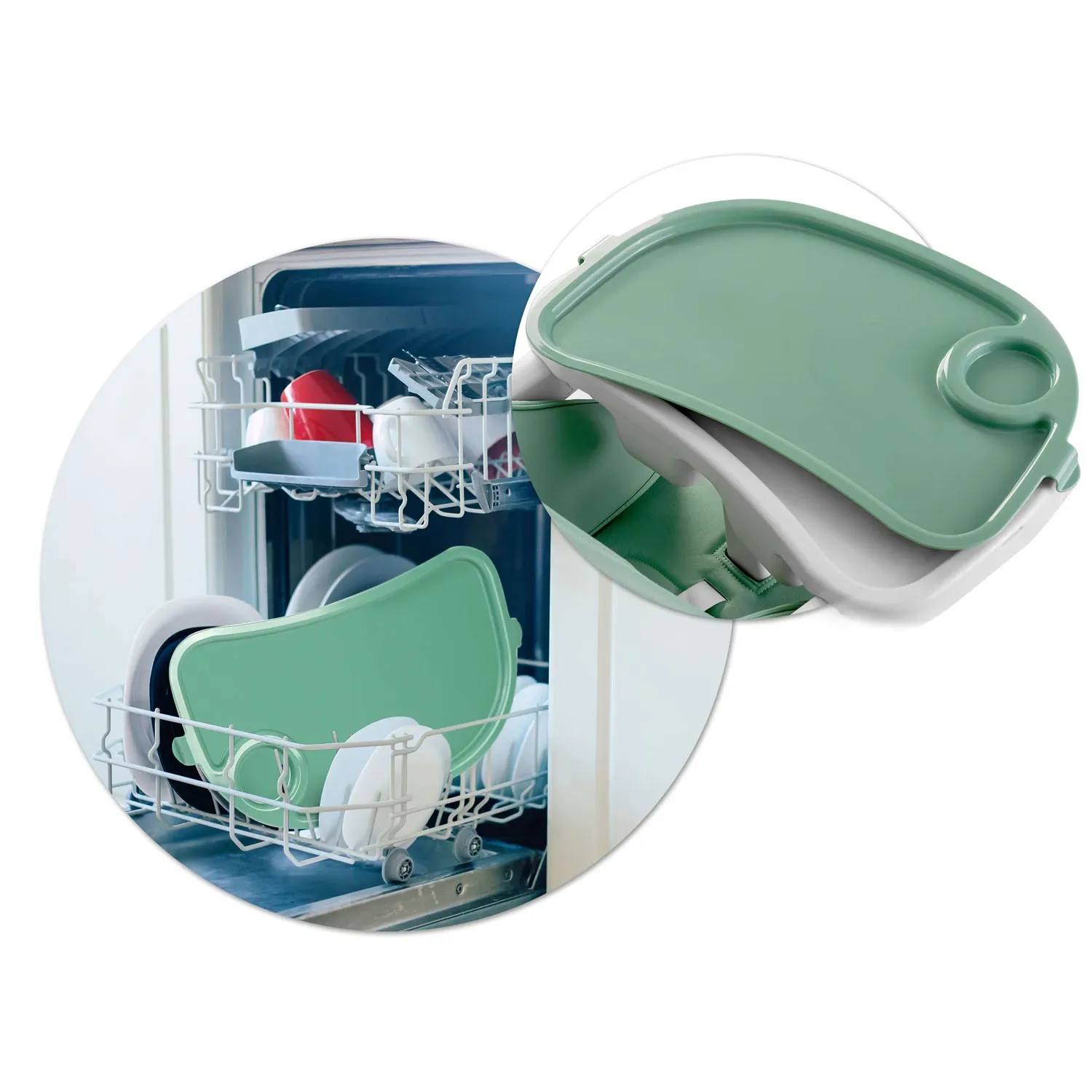 Vaikiška kėdutė su staliuku, žalia Belo sumuštinė + žaislų laikiklis - nuotrauka 1