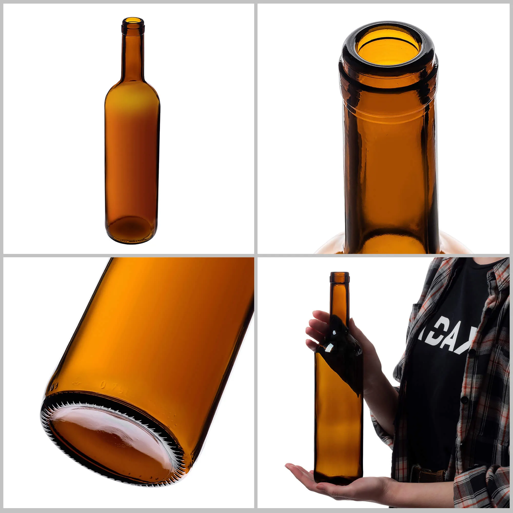 Biagio vyno buteliai 750 ml rudi be kamščio, 30 vnt.