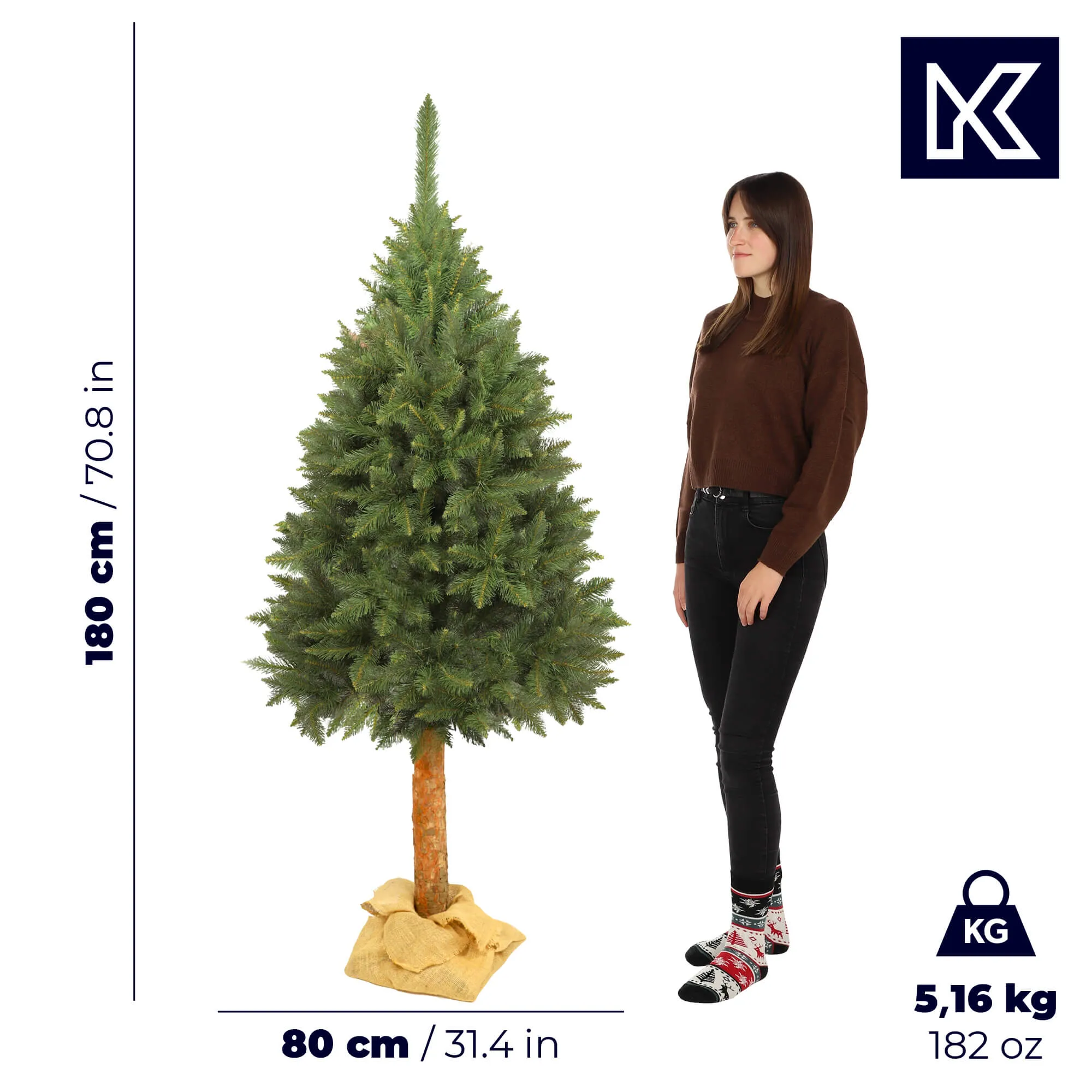 Dirbtinė Kalėdų eglutė Mireval ant kamieno 180 cm