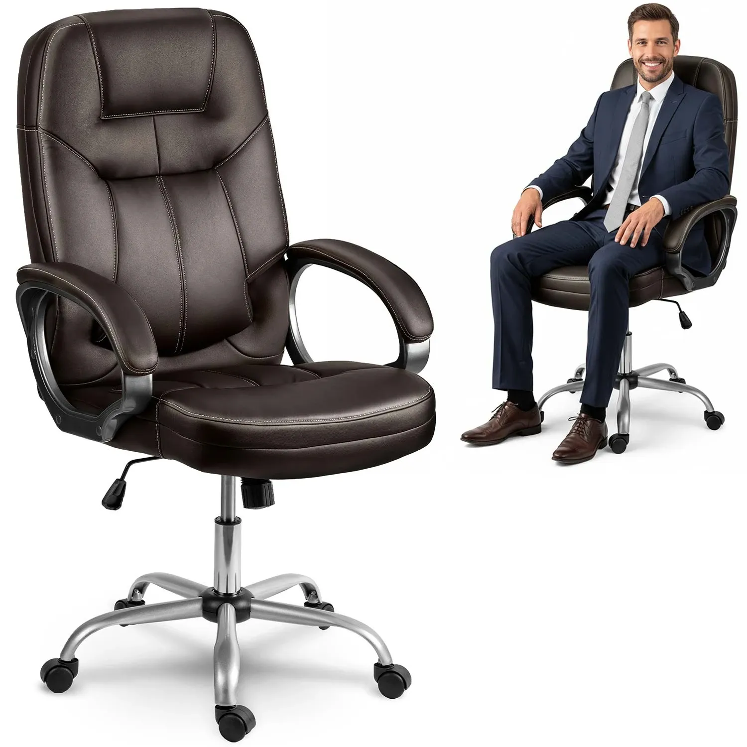 Sofotel tamsiai ruda besisukanti biuro kėdė - nuotrauka 1