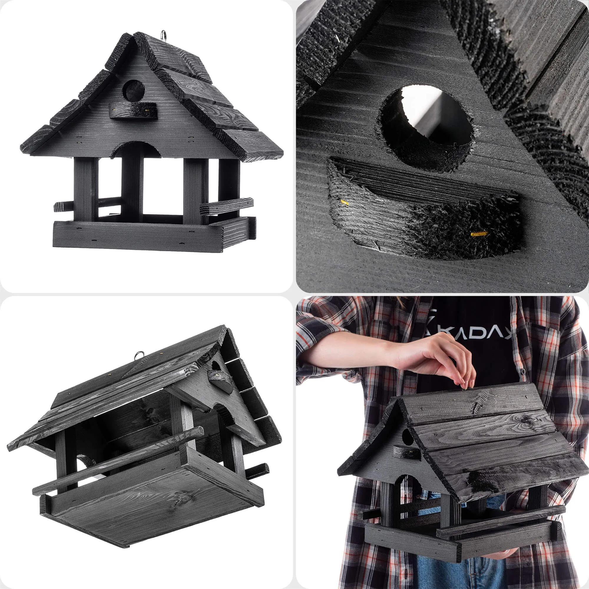 Arbis paukščių lesyklėlė, 30 x 25 cm, antracito spalvos