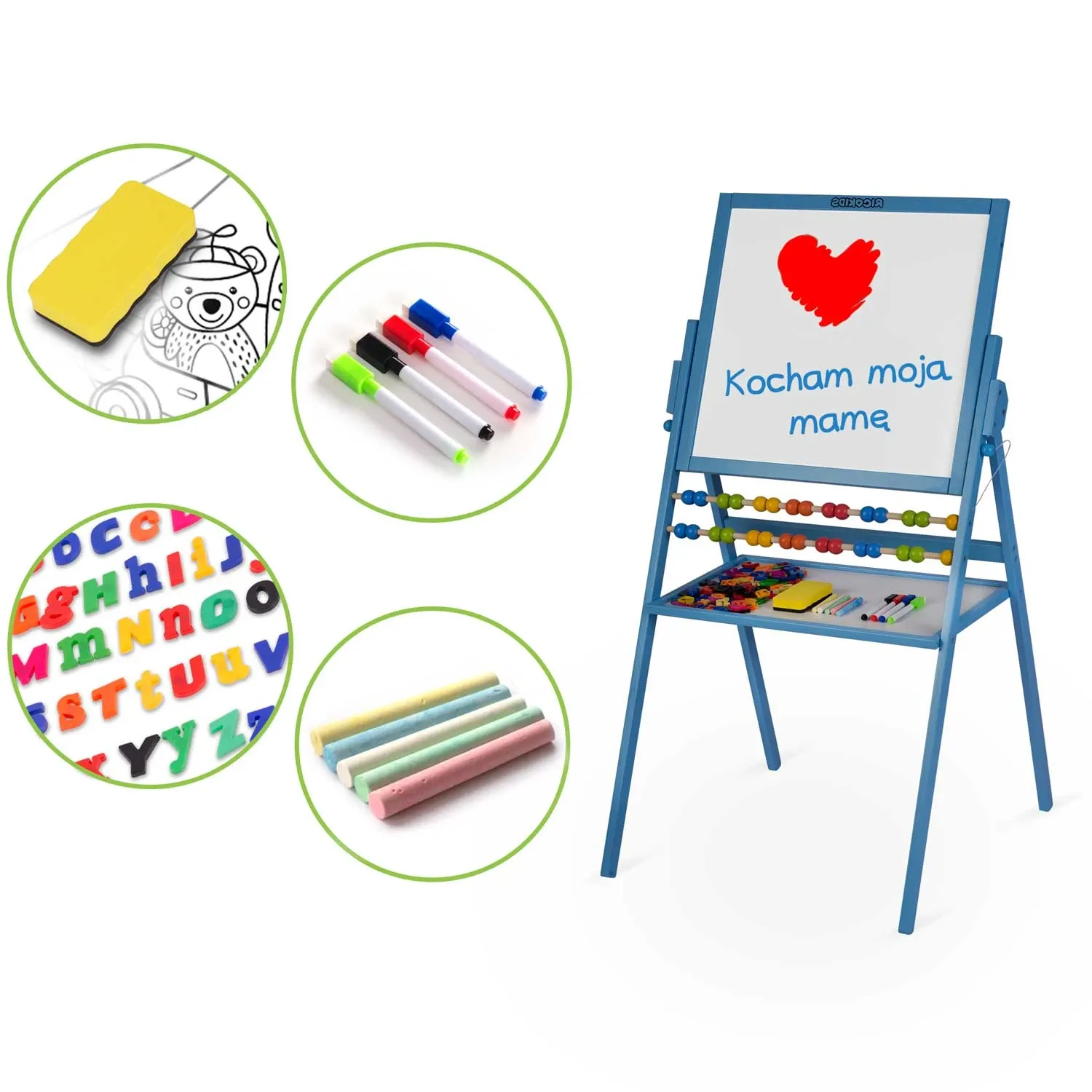 Ricokids magnetinė kreidinė lenta, besisukanti - mėlyna - nuotrauka 1