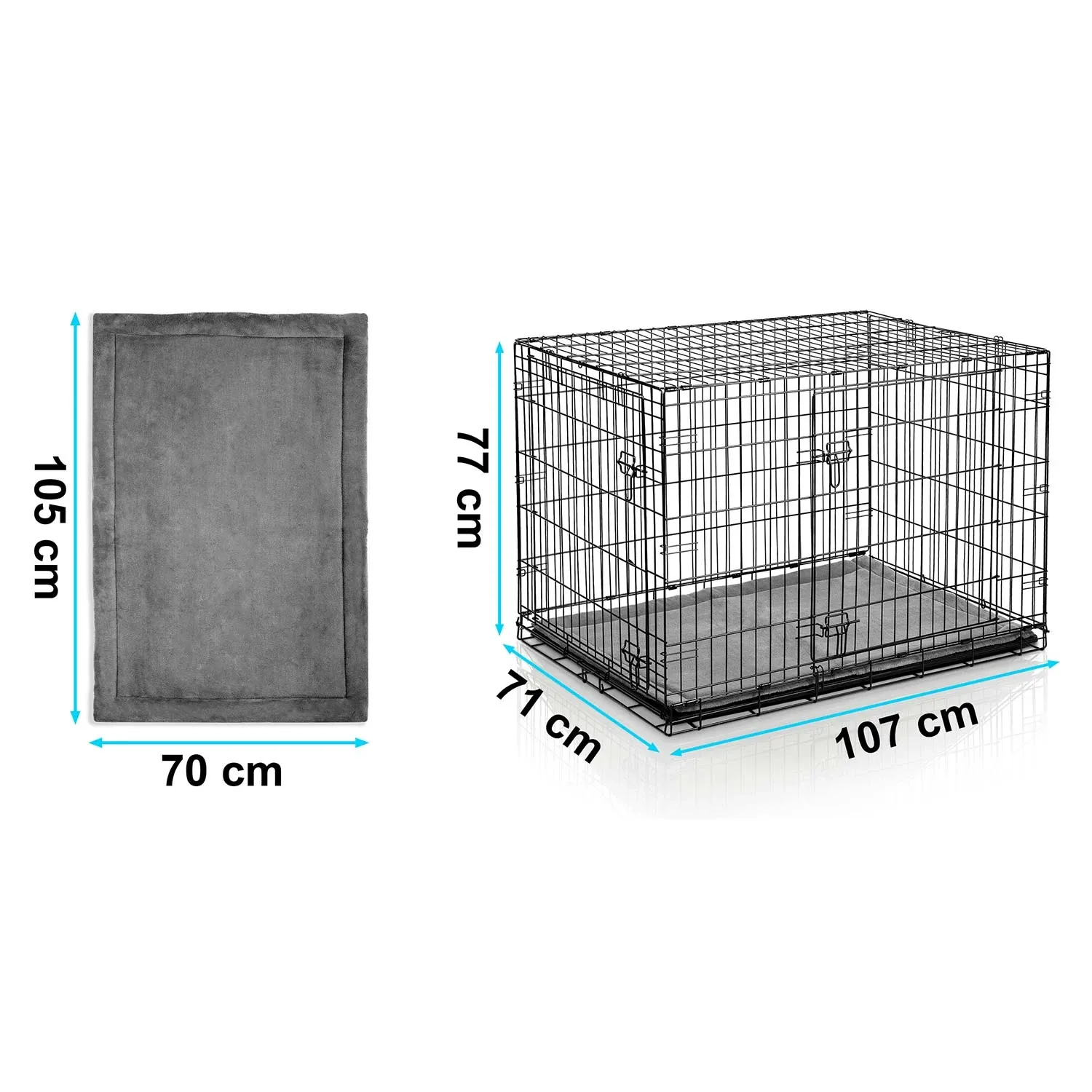 Metalinis šunų voljeras + guolis 107 x 71 x 77 cm PH-202 - nuotrauka 1