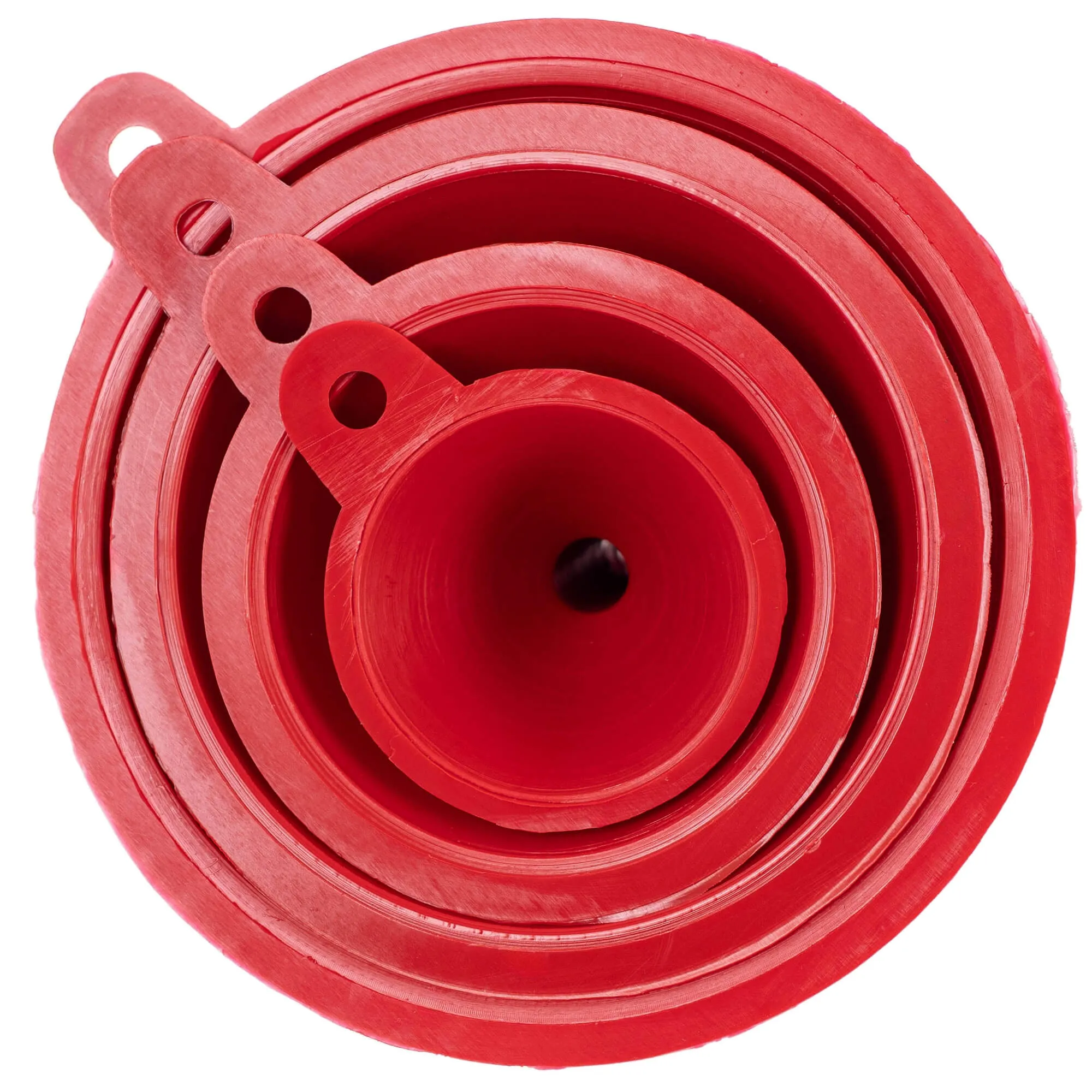 „Ranea“ universalus piltuvėlių rinkinys, raudonas, 4 vnt.