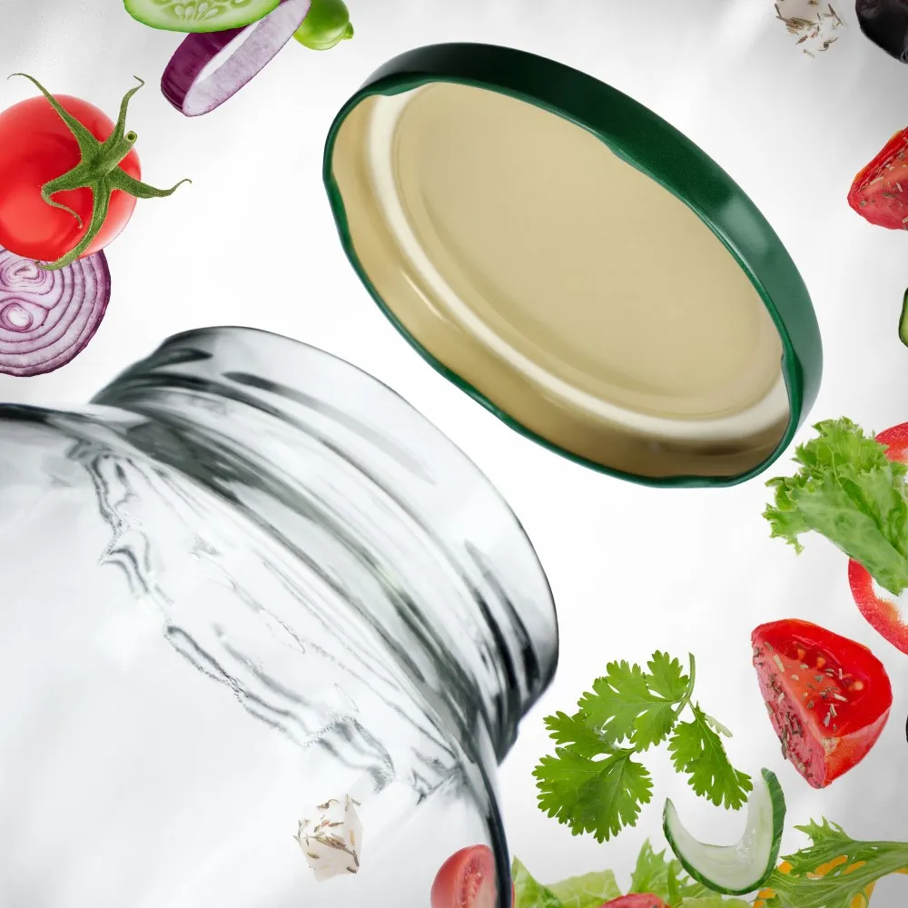 Metaliniai dangteliai Sturko stiklainiams, 10 vnt., 89 mm skersmens, žali