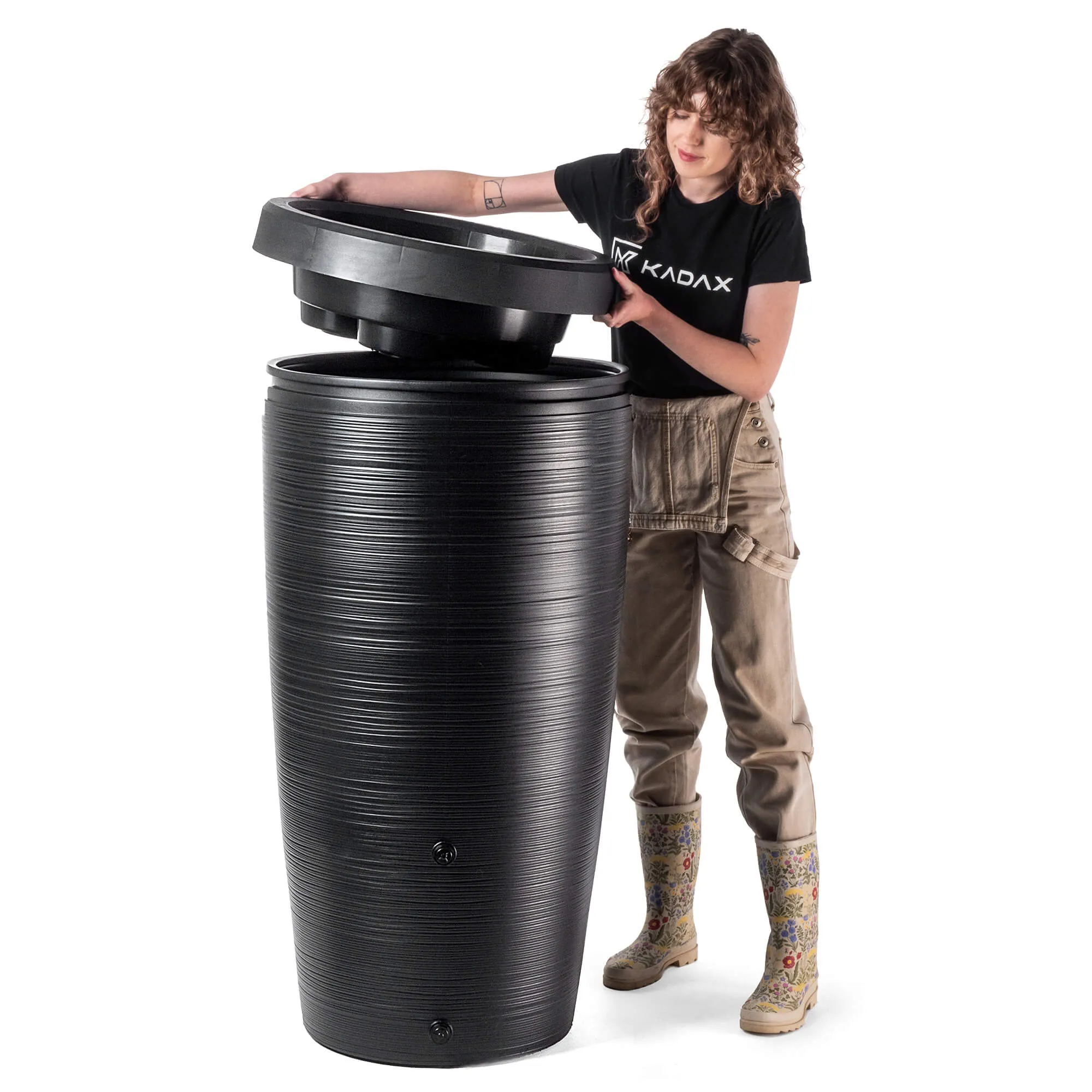 „Reveret“ 240 l lietaus vandens bakas su prijungimo komplektu, lygus, juodas