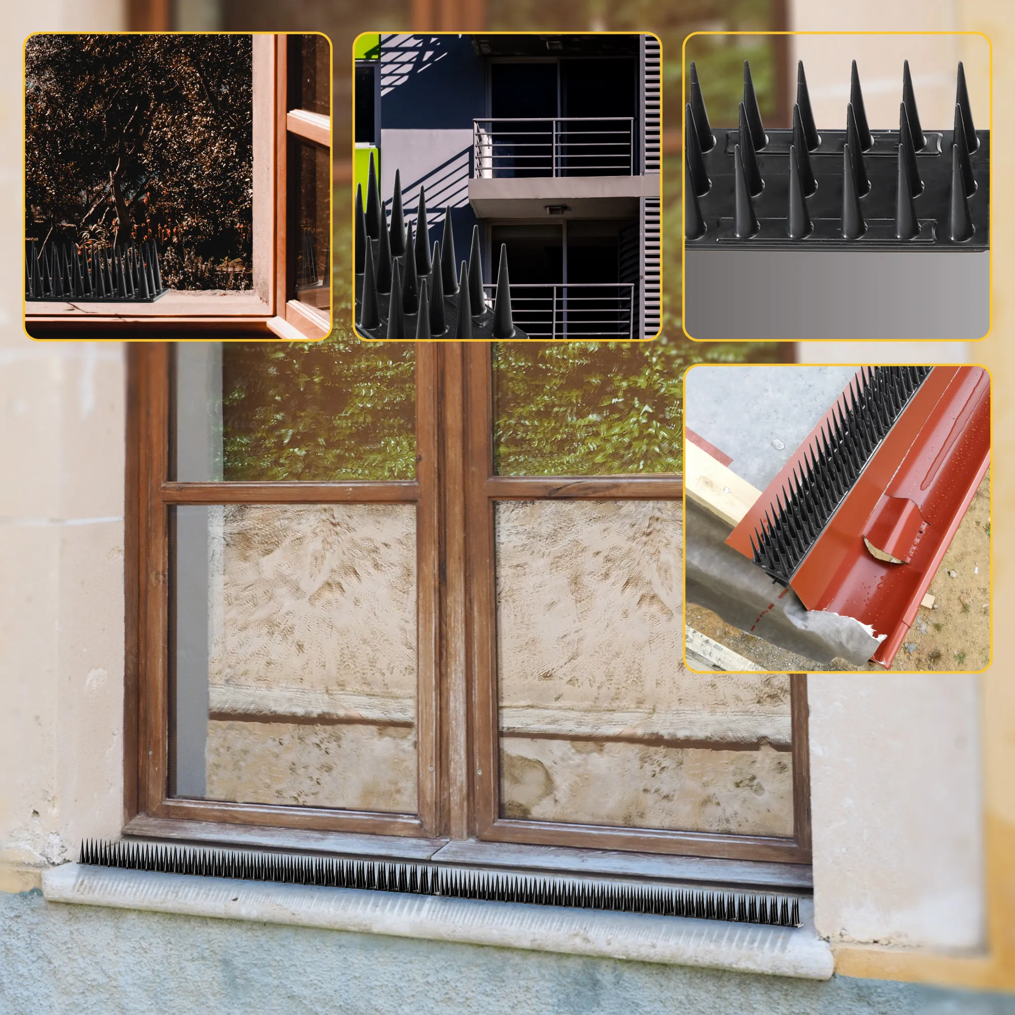 „Arcas“ plastikiniai paukščių atbaidymo smaigai, juodi, 6 vnt.