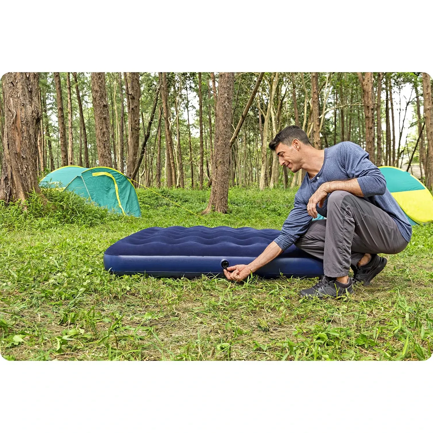 Pripučiamas čiužinys 203x152x22 cm su stūmokliniu pompa Bestway 67003 - nuotrauka 1