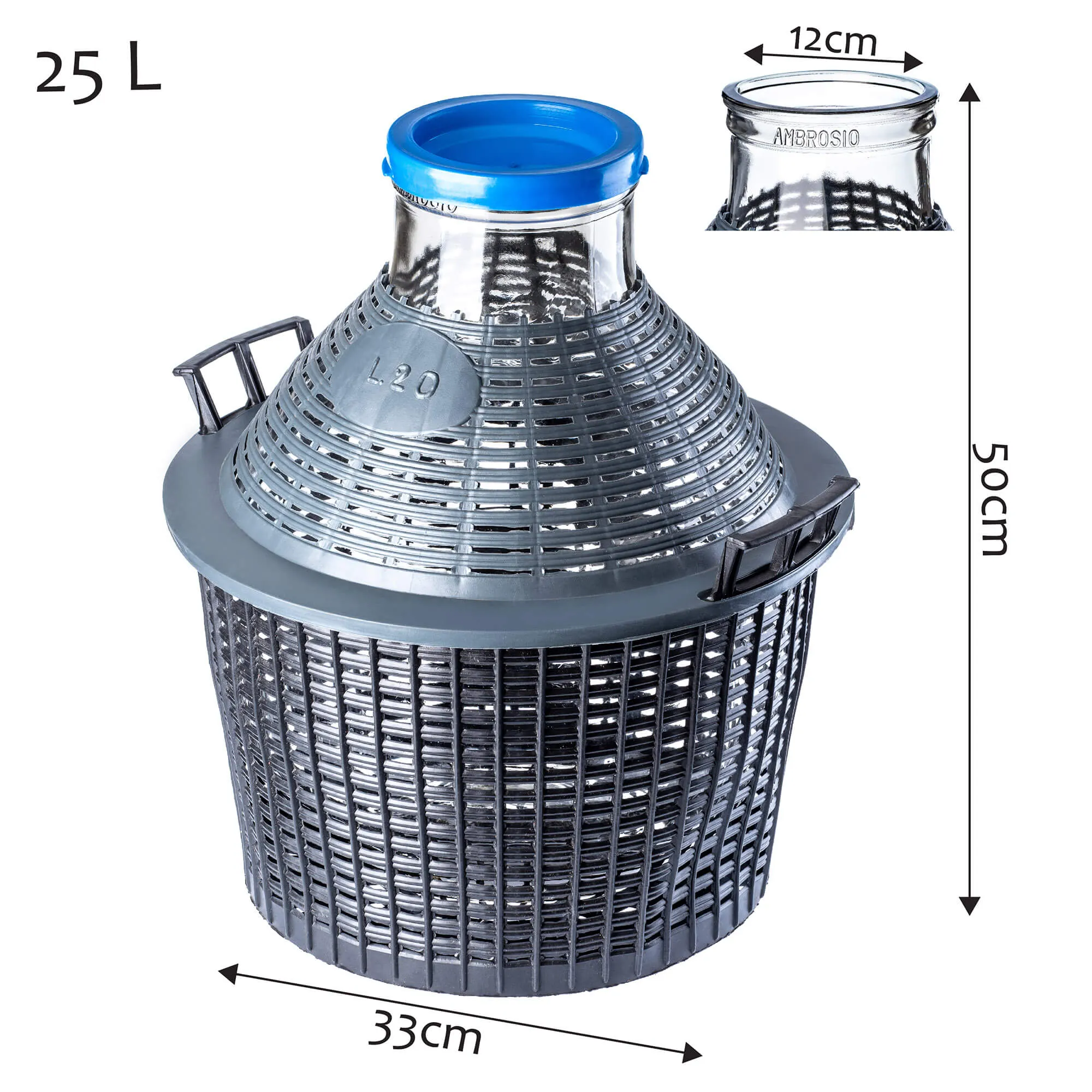 „Fonte“ vyno butelis su plačia anga, 25 l