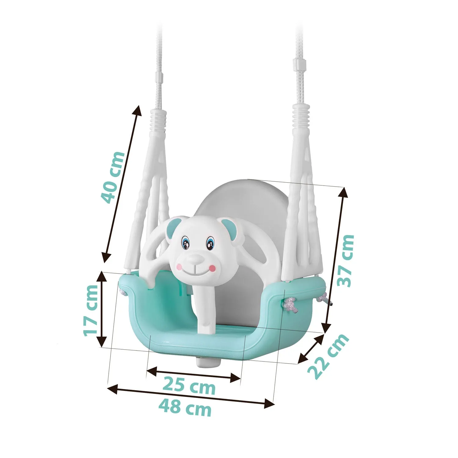 Ricokids 3 viename meškiuko kibirėlio sūpynės, turkio spalvos - nuotrauka 1