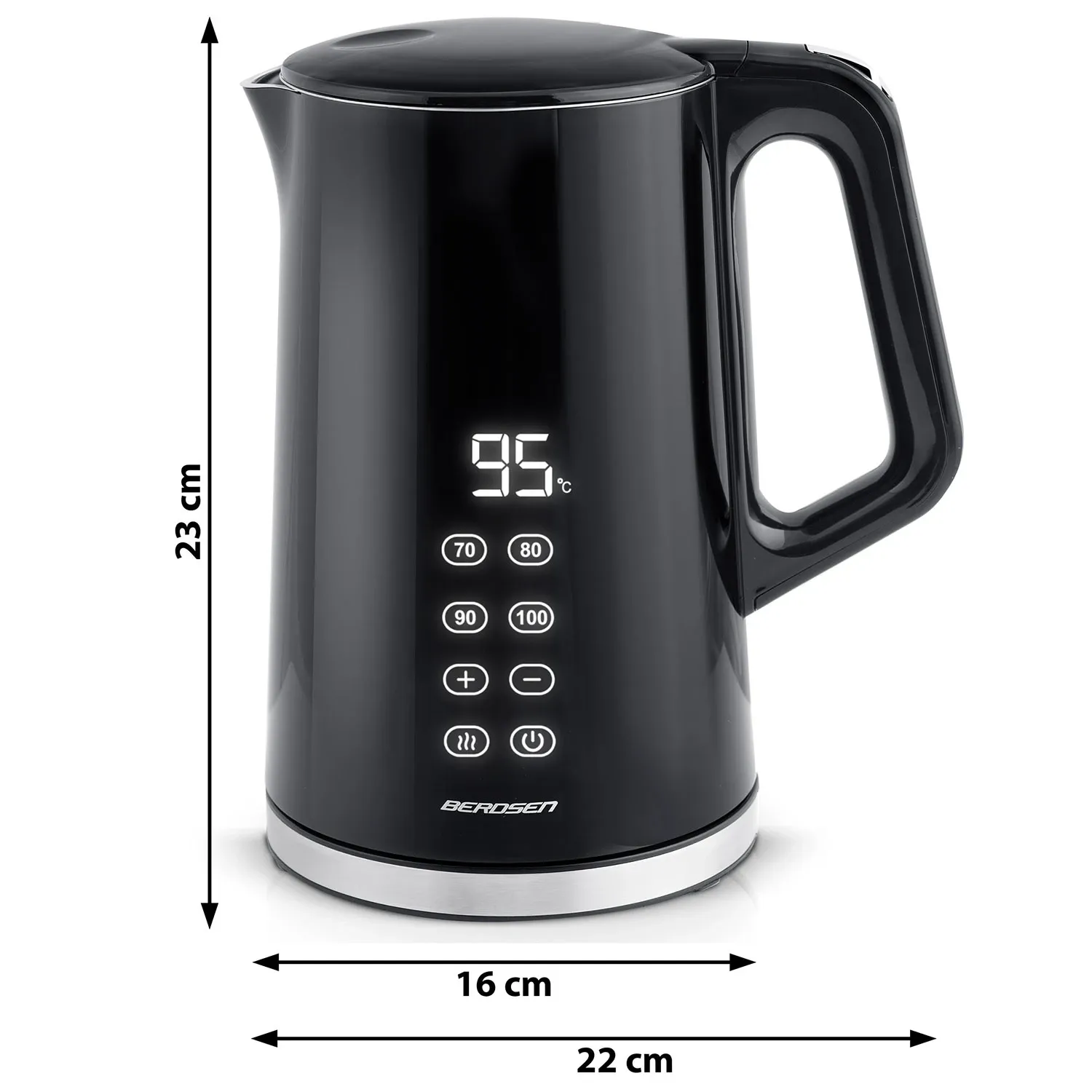 Berdsen BD-71 elektrinis virdulys 1,7 l, juodos ir sidabrinės spalvos - nuotrauka 1