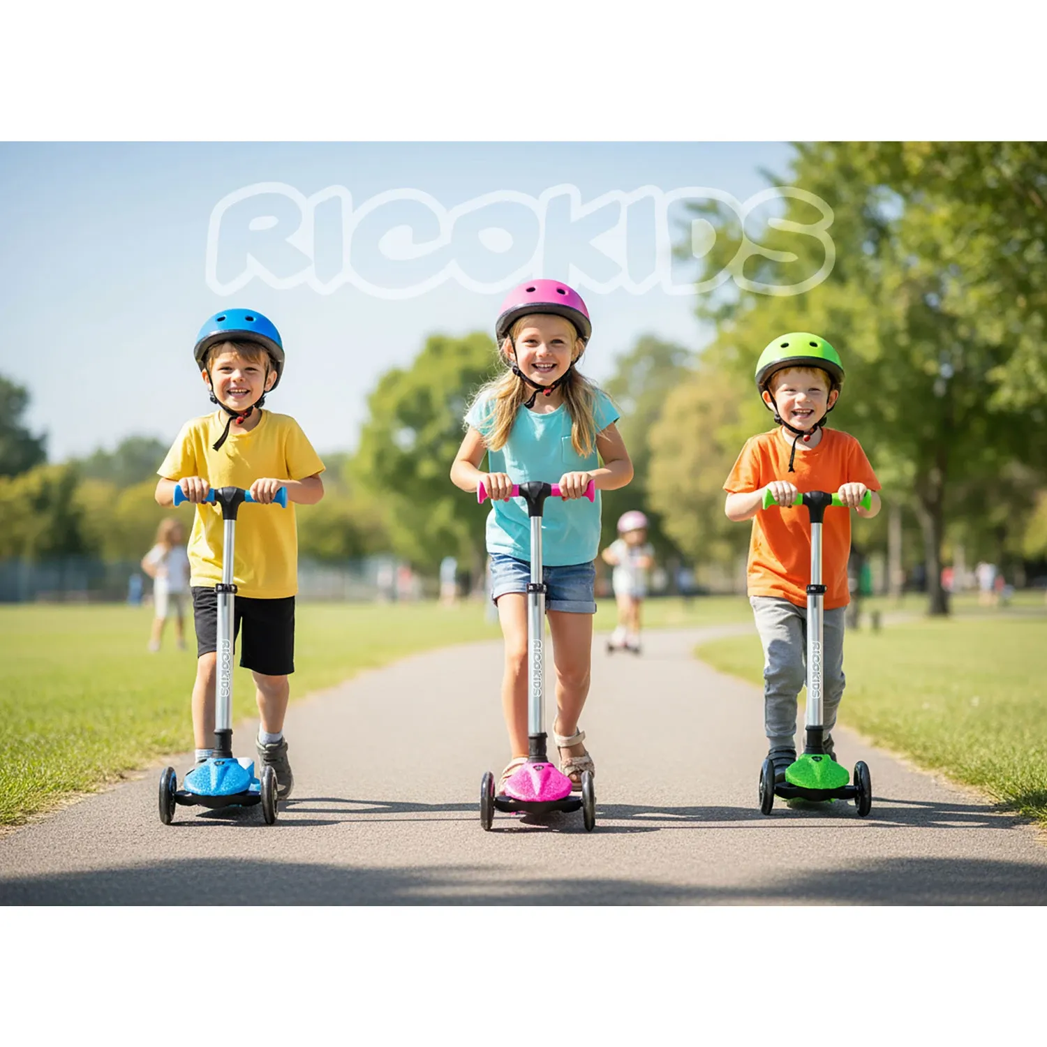 „Ricokids Jelly“ triratis balansinis paspirtukas vaikams, šviečiantis tamsoje – mėlynas - nuotrauka 1