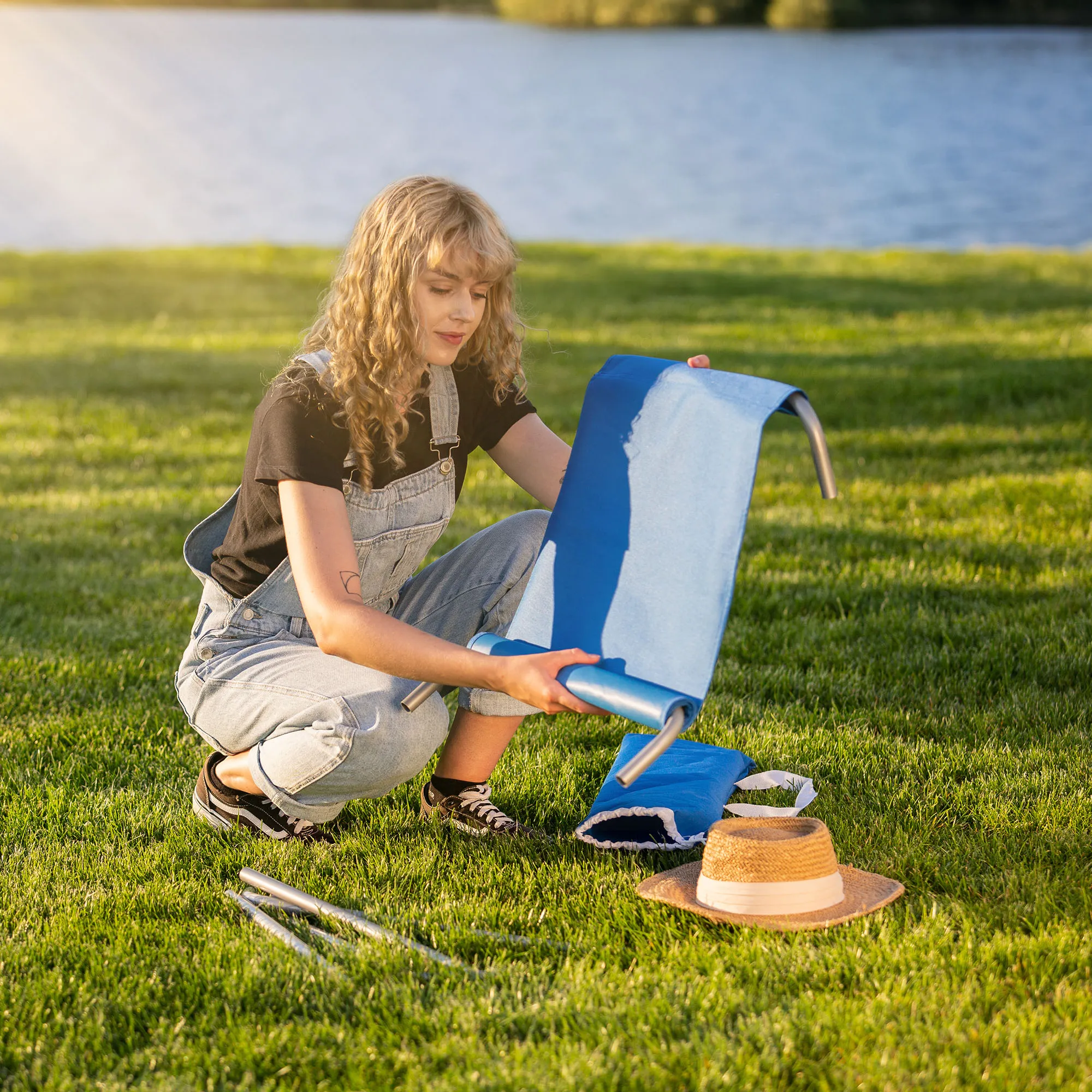 „Mill“ sulankstoma paplūdimio kėdė su užvalkalu, mėlyna
