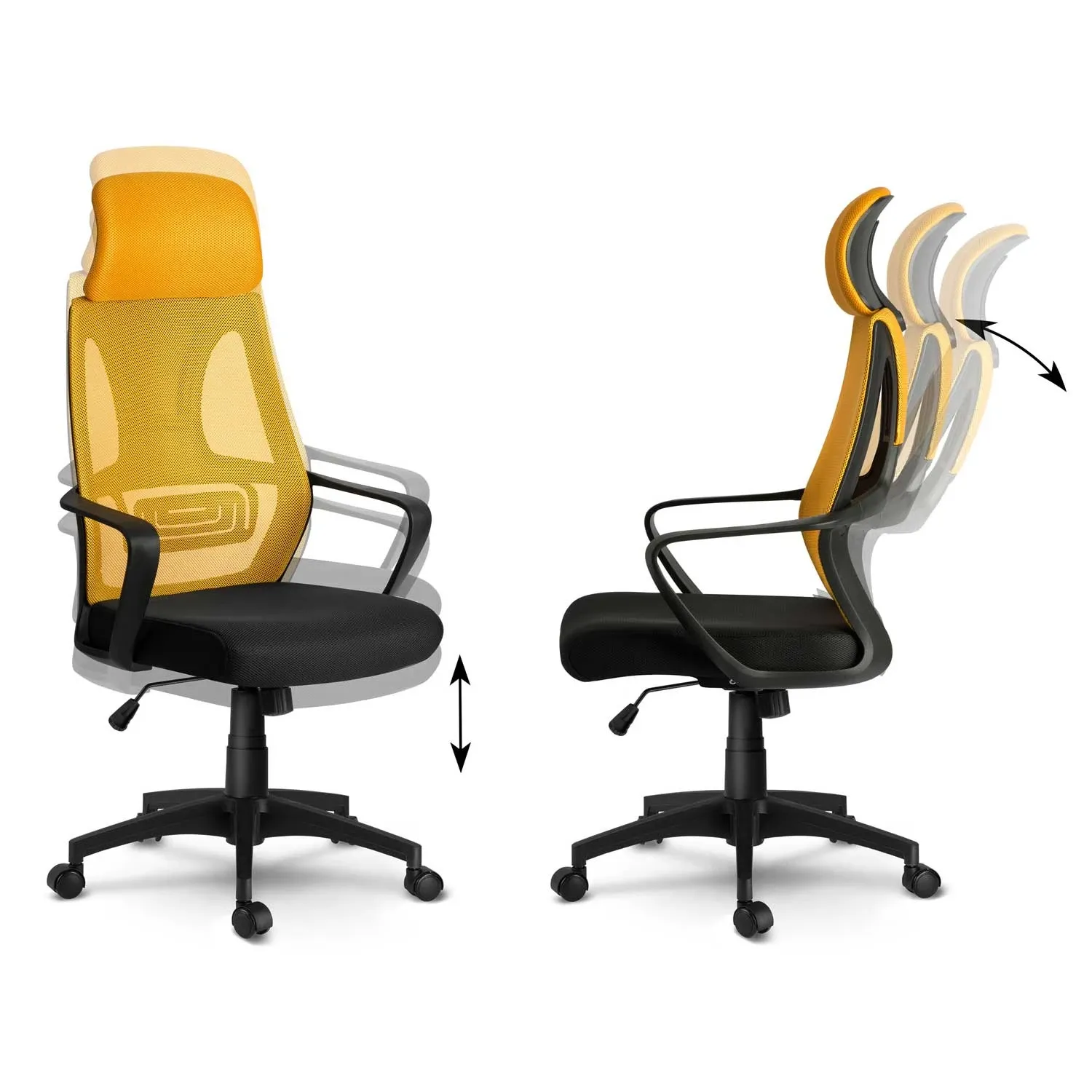 Praga mikro tinklelio biuro kėdė - geltona - nuotrauka 1