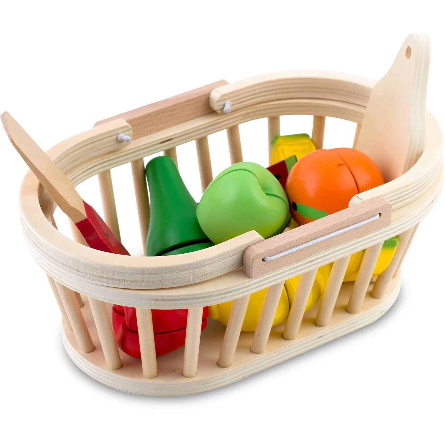 Medinis žaislų krepšelis su vaisiais pjaustymui, 9 vnt. RK-870 Ricokids - nuotrauka 1