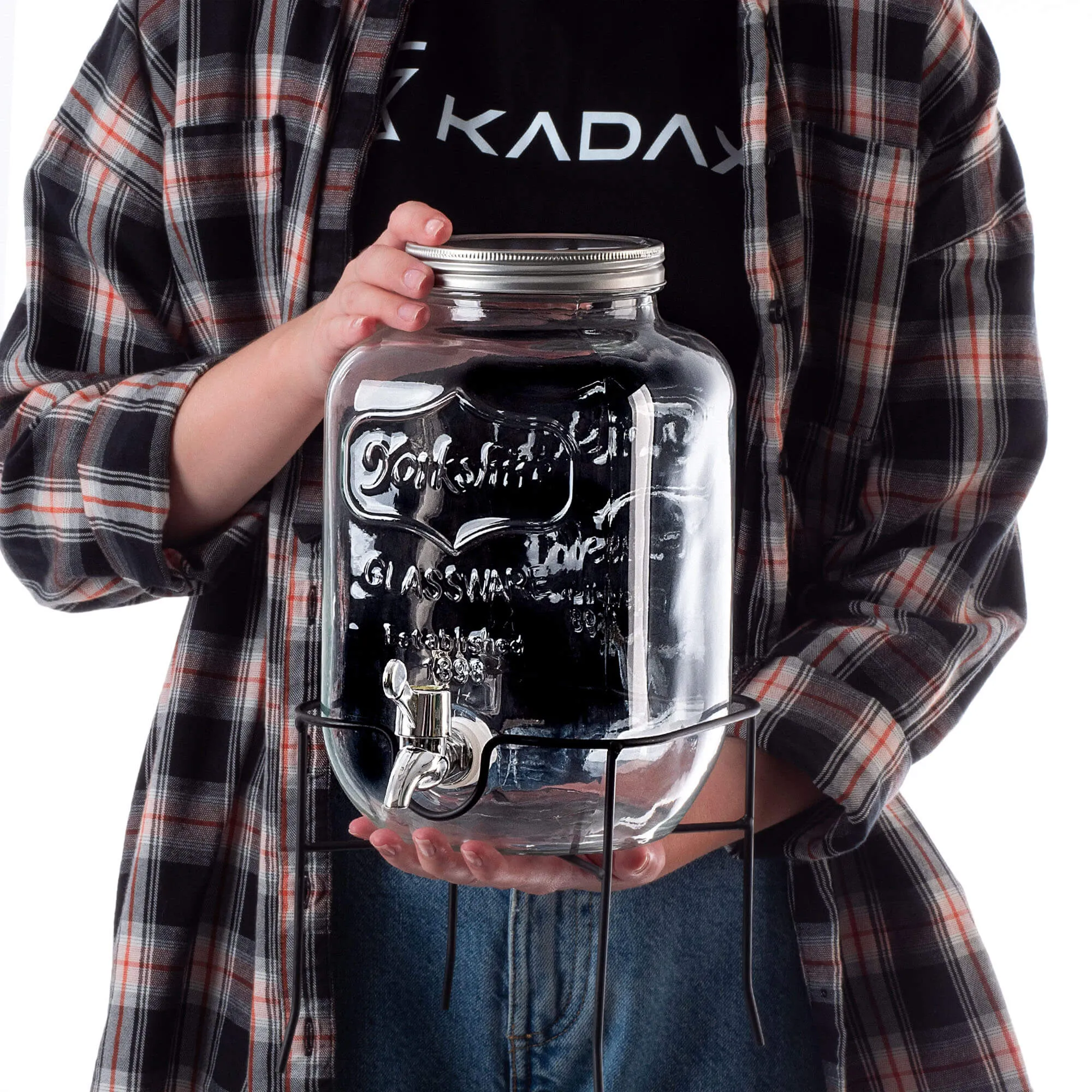 Mesagne stiklainis su čiaupu šaltiems gėrimams ir limonadui 4 l su stovu