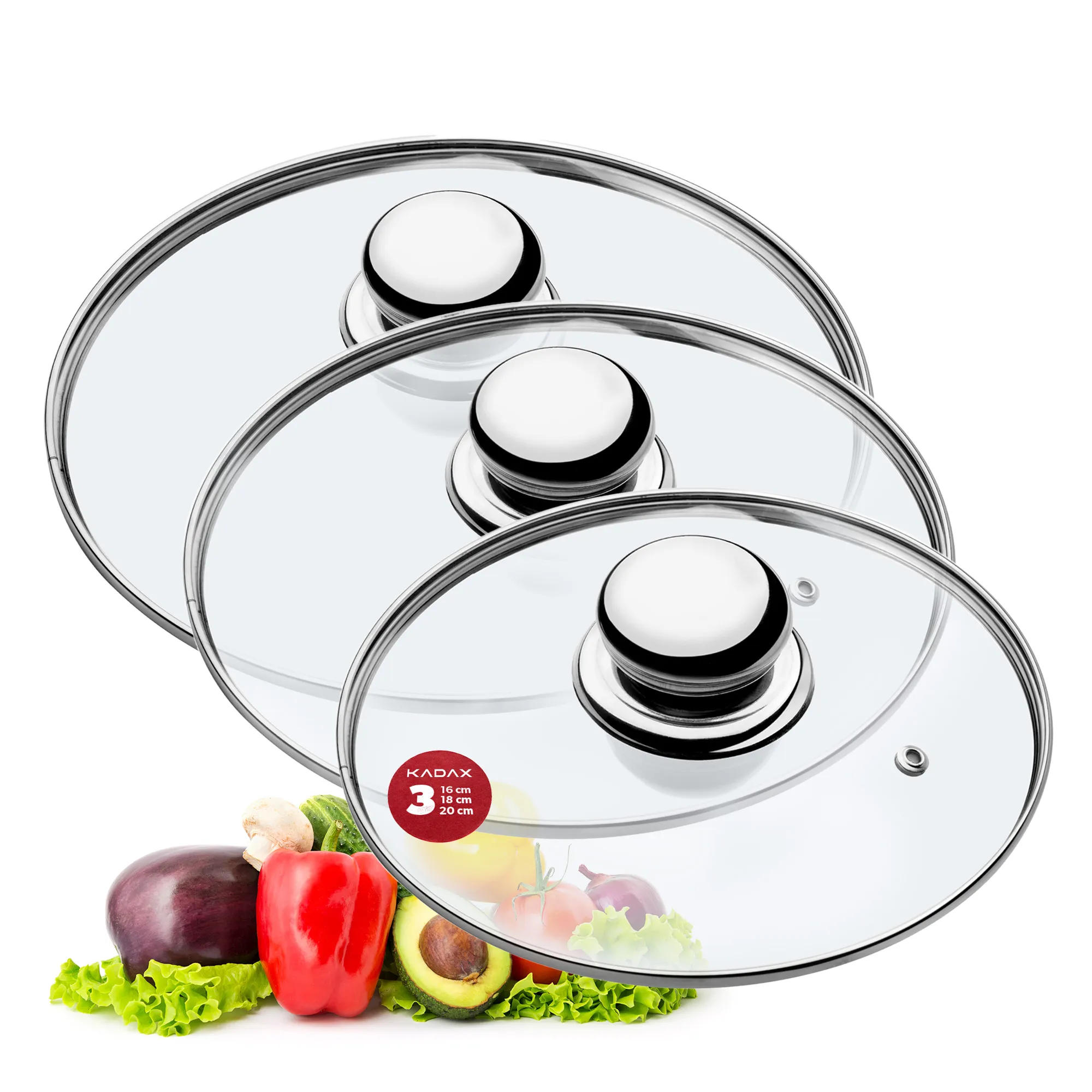 „Vicenza“ orkaitėje kepti tinkamų dangčių rinkinys, 16, 18, 20 cm