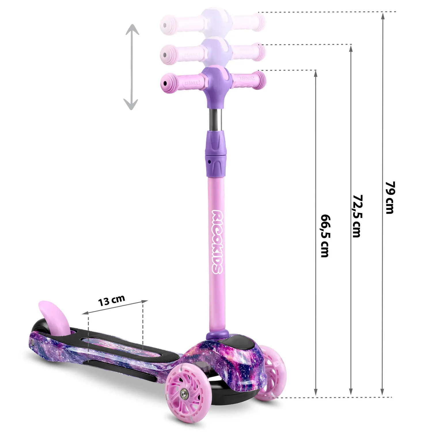 „Ricokids Piko“ triratis paspirtukas – rožinės ir violetinės spalvos - nuotrauka 1