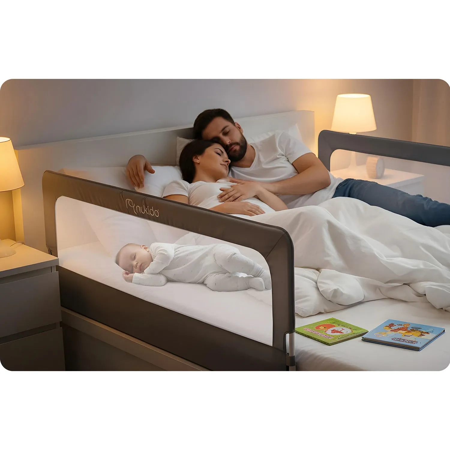 Apsauginė lovos užtvara, apsauginiai varteliai, spyna, 180 cm, Nukido NK-228, pilka - nuotrauka 1