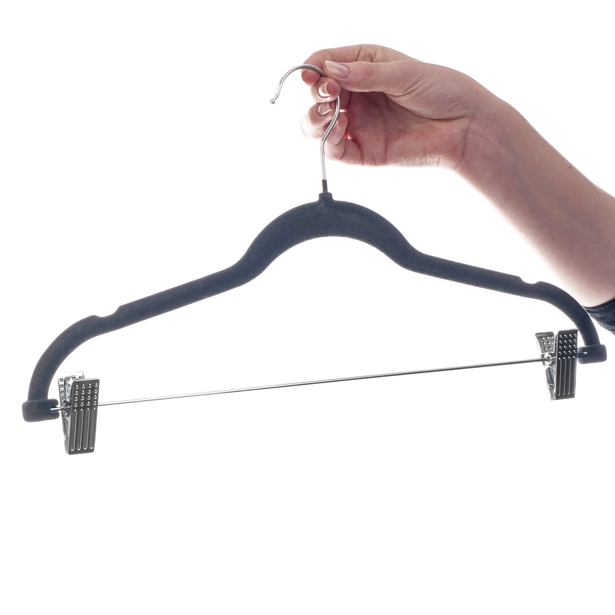 Aube kamšalu dengta drabužių pakaba su segtukais, tamsiai pilka, 12 vnt.