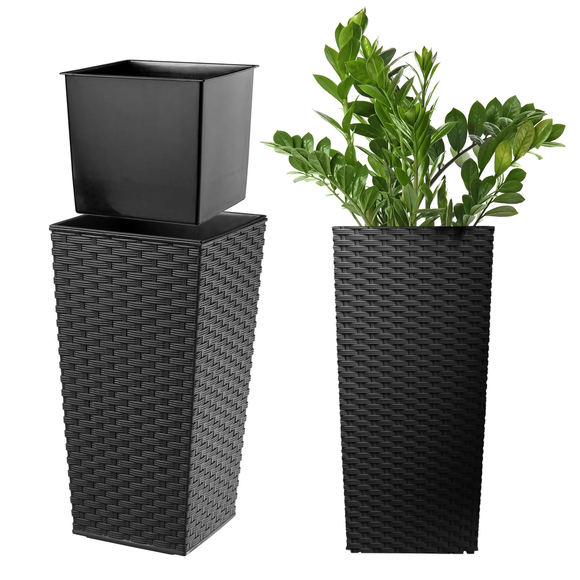 Pesaro rotango gėlių vazonas su įdėklu