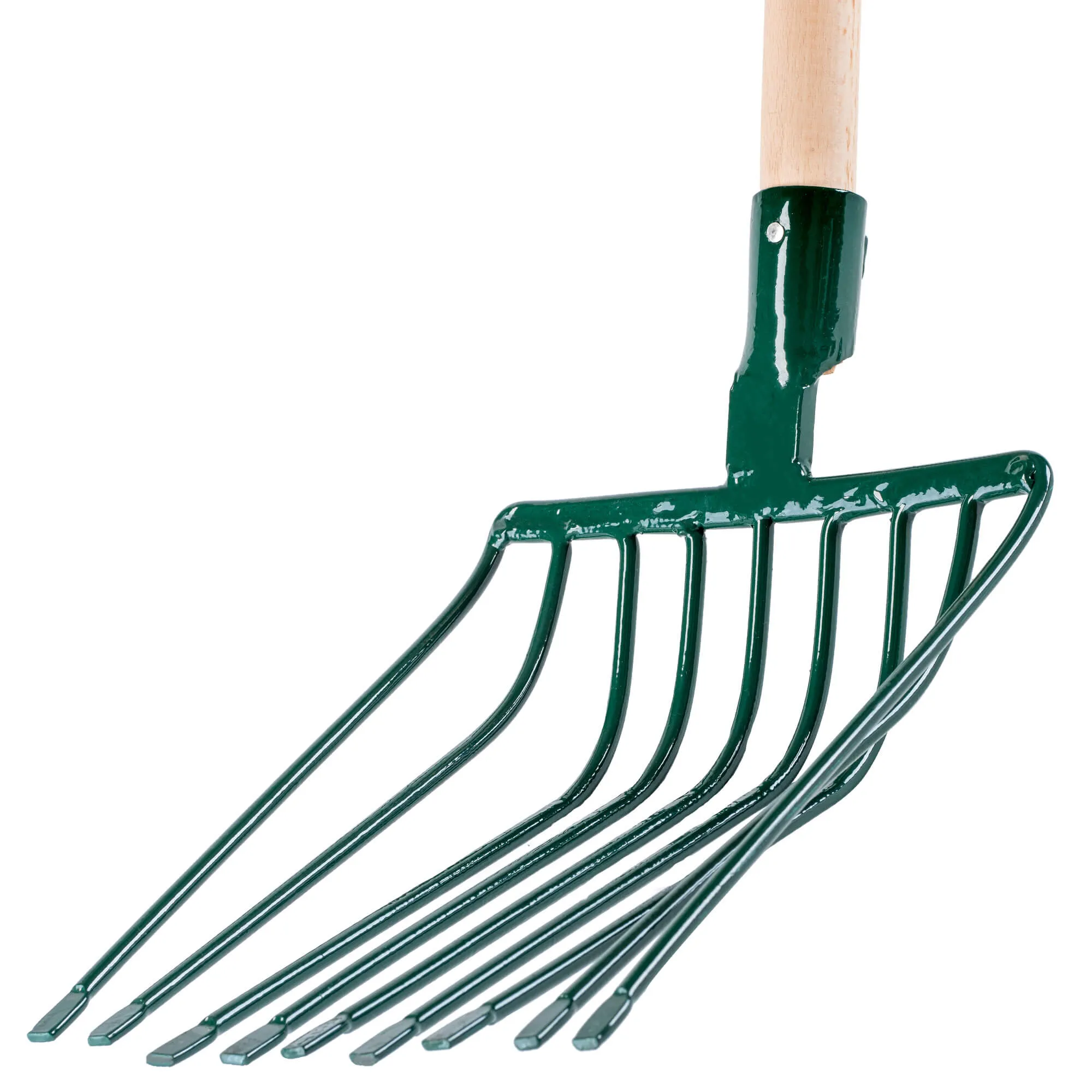 Vialle 9 dantų metalinė šakutė 131 cm, žalia