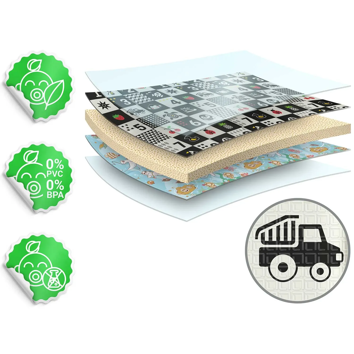 Sulankstomas edukacinis putplasčio kilimėlis 200 x 180 x 1 cm Nukido NK-340 vandenyno skaičiai - nuotrauka 1