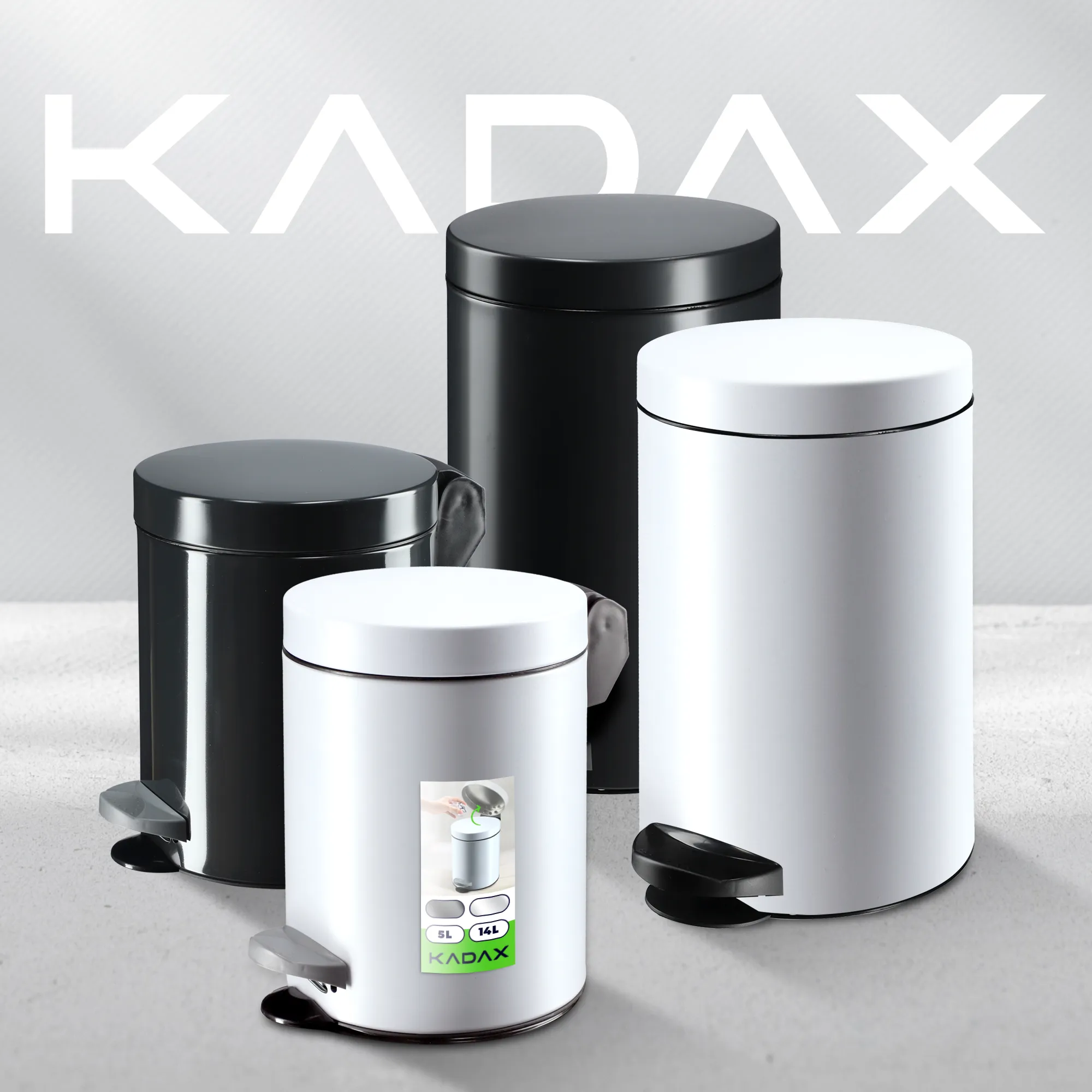 „Melfi“ 14 l plieninė šiukšliadėžė, juoda