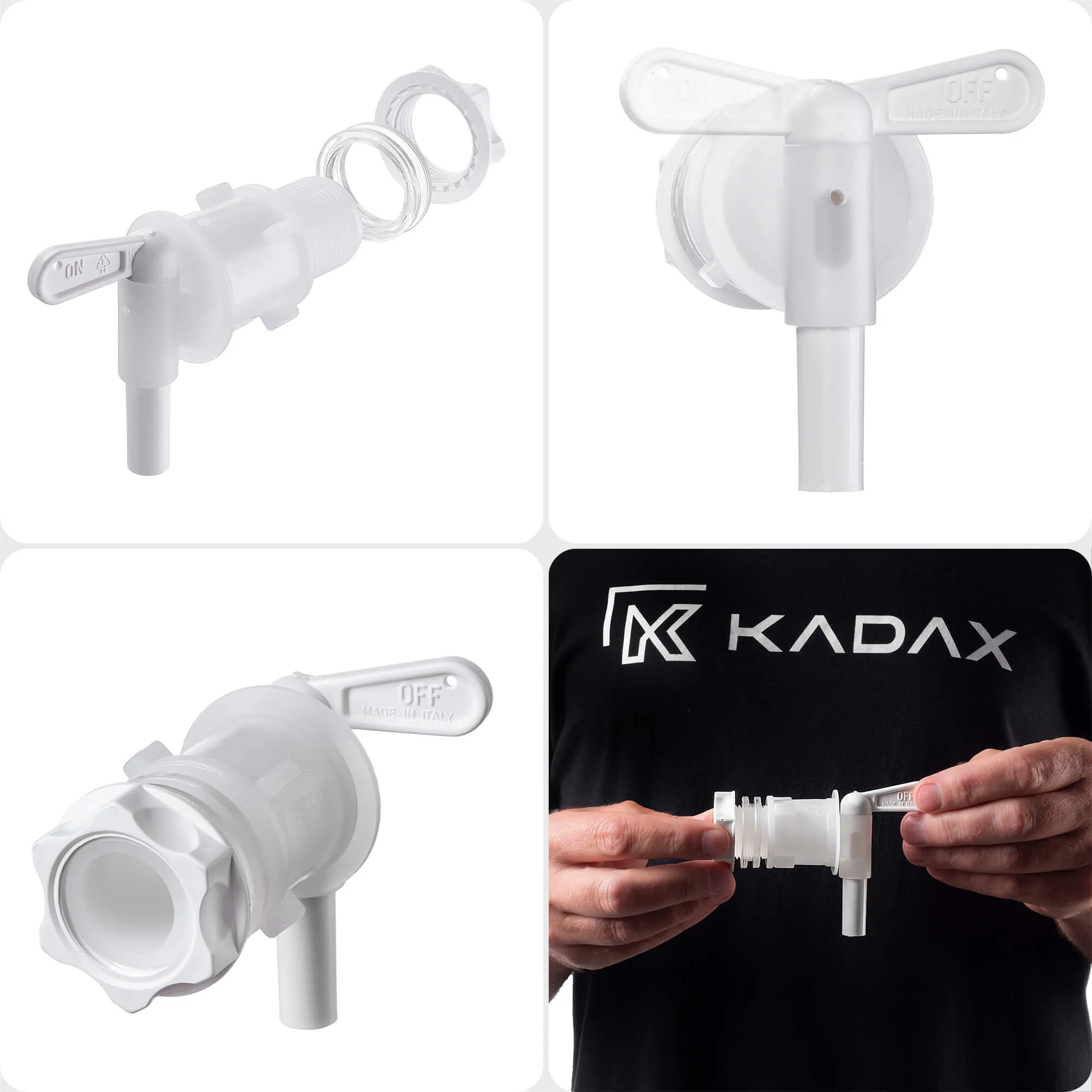 Pasukamas čiaupas Vazia fermentacijos indui, baltas