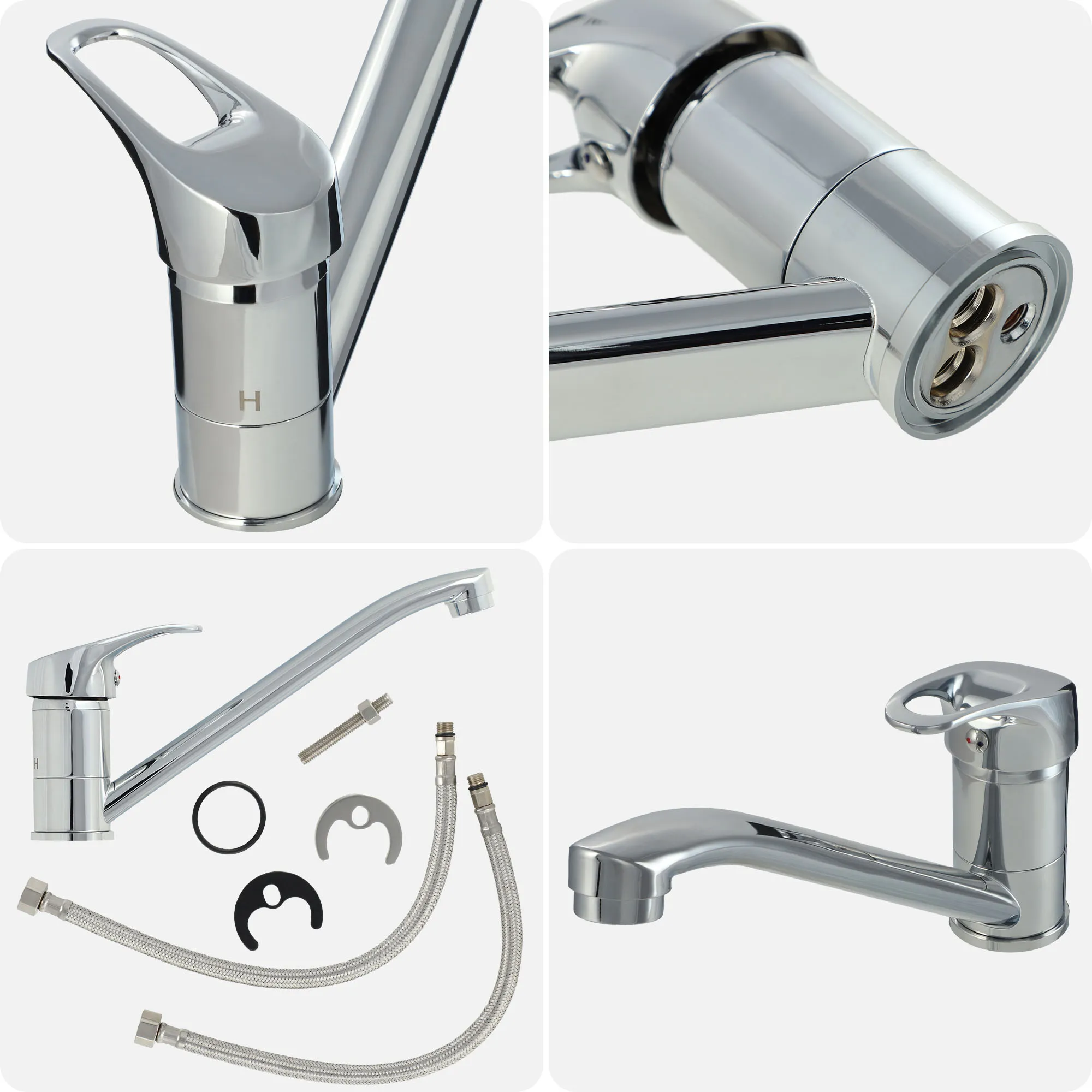 Gospo kriauklė su pasukamu maišytuvu, balta