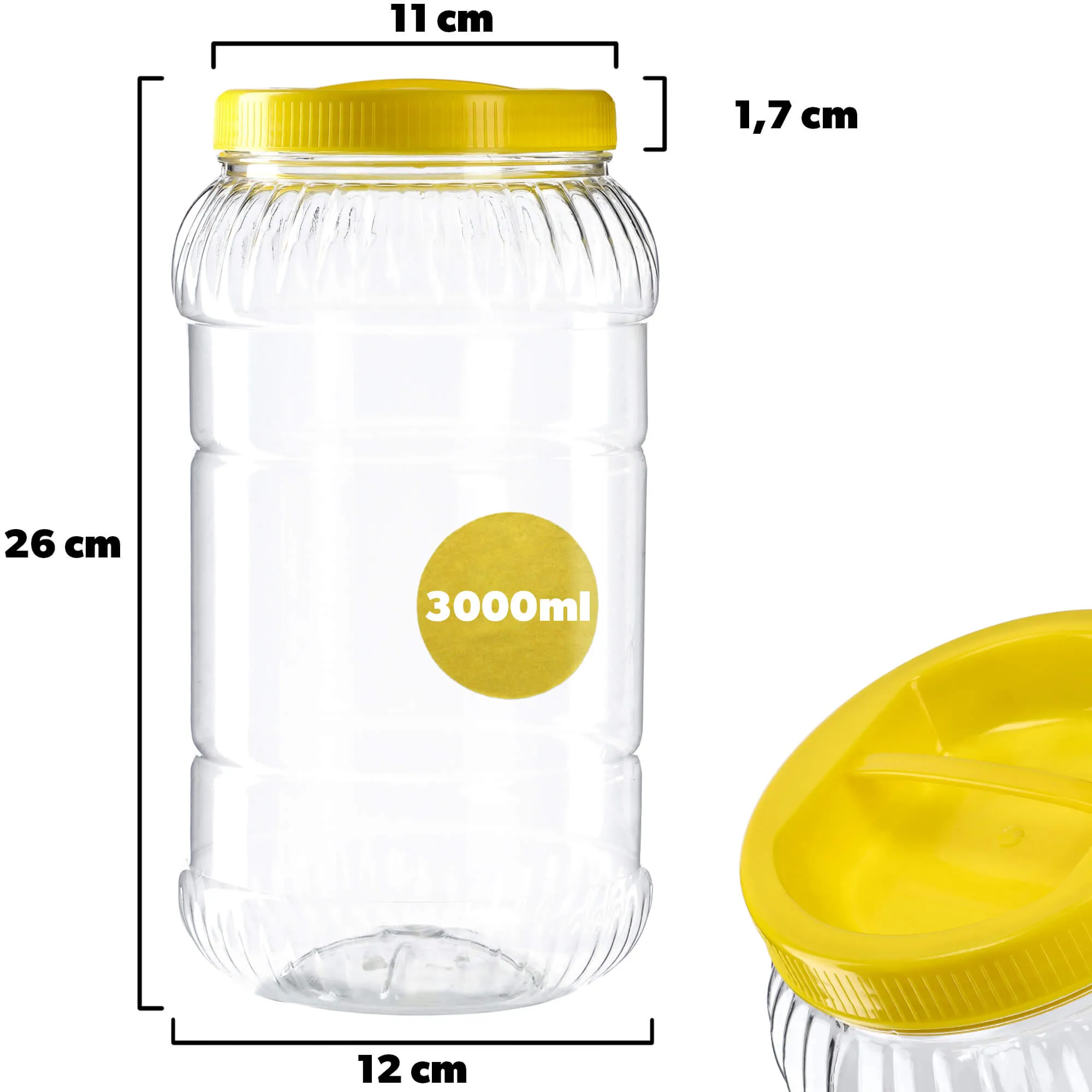 Plastikinis indas su dangteliu, 3 l, geltonas